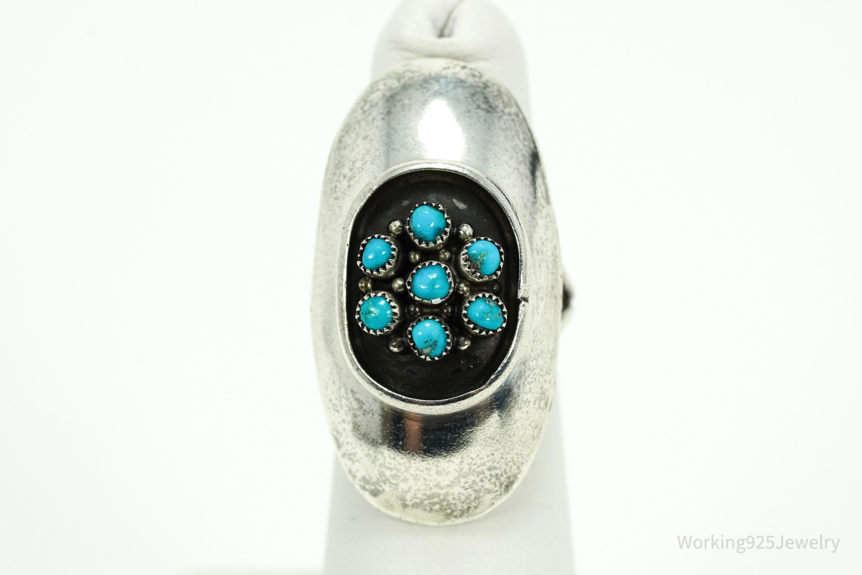 Vintage Native American Turquoise Silver Ring - Size 6.25