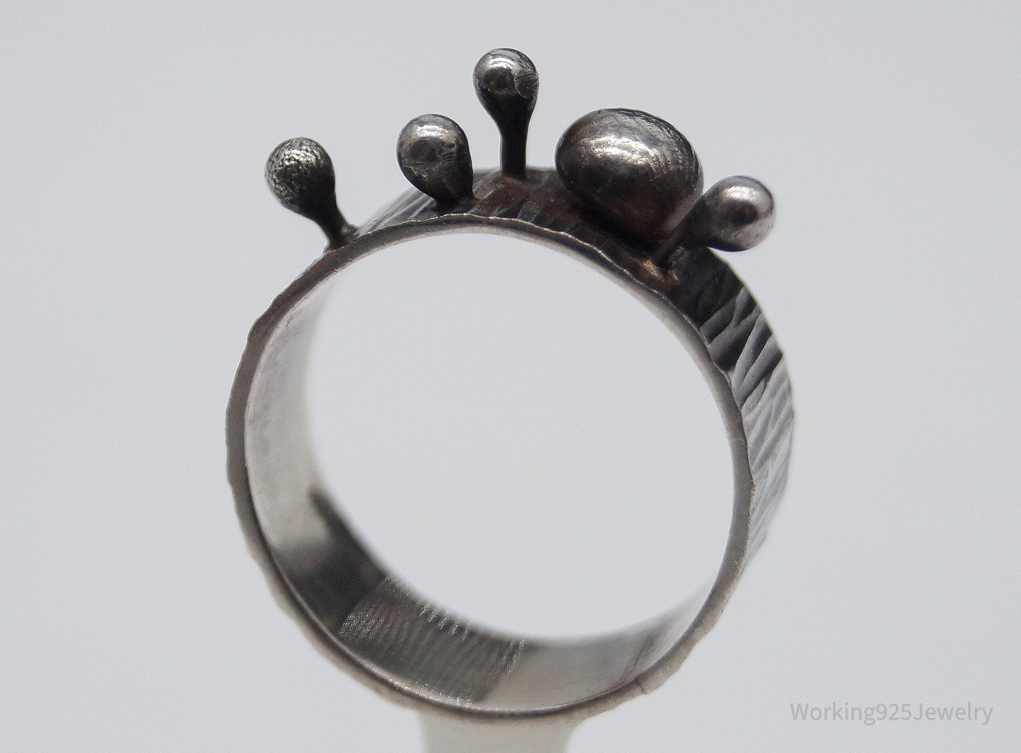 Vintage Brutalist Modernist Sterling Silver Ring - Size 3.75