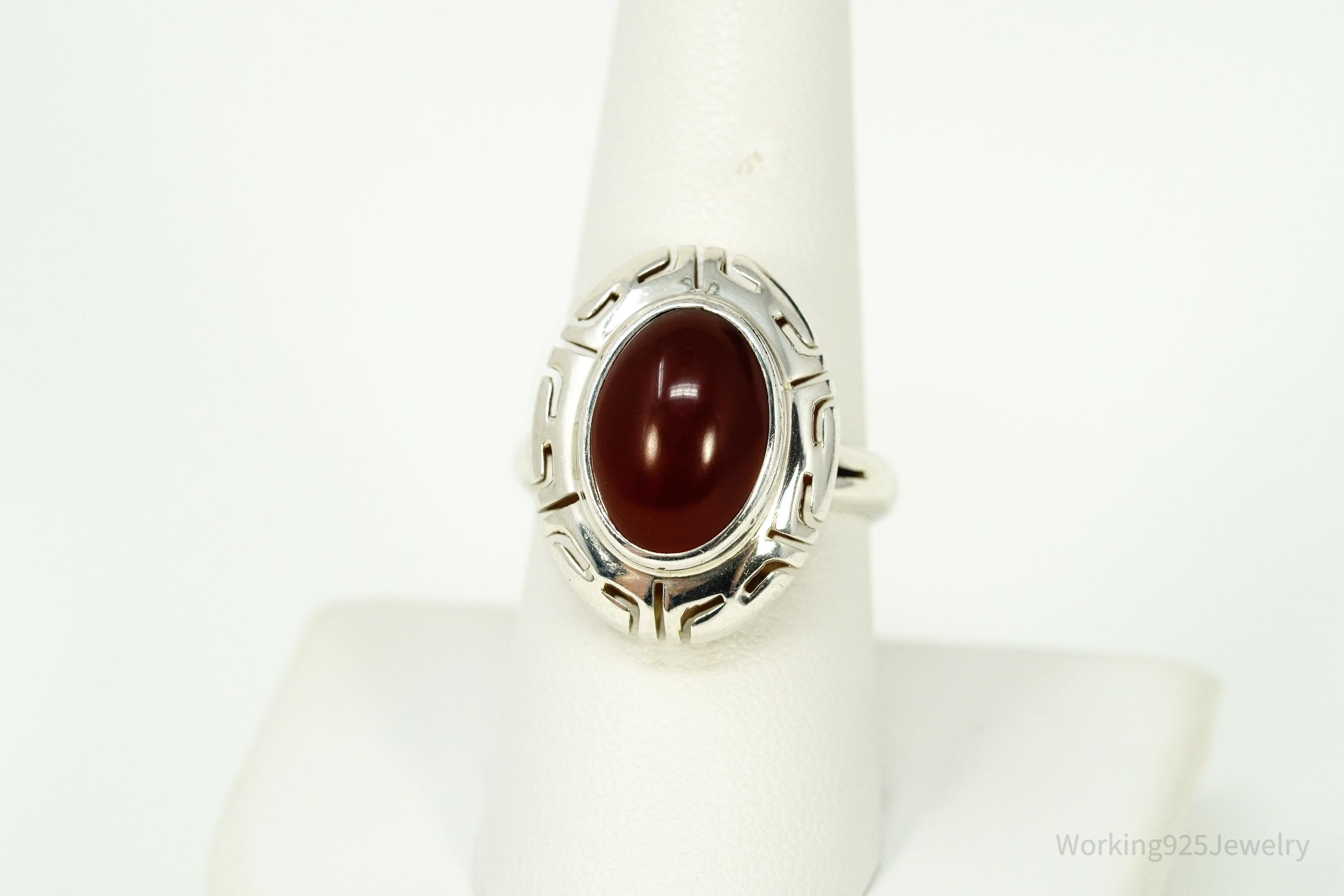 Vintage Mexico CII Carnelian Sterling Silver Ring Size 8