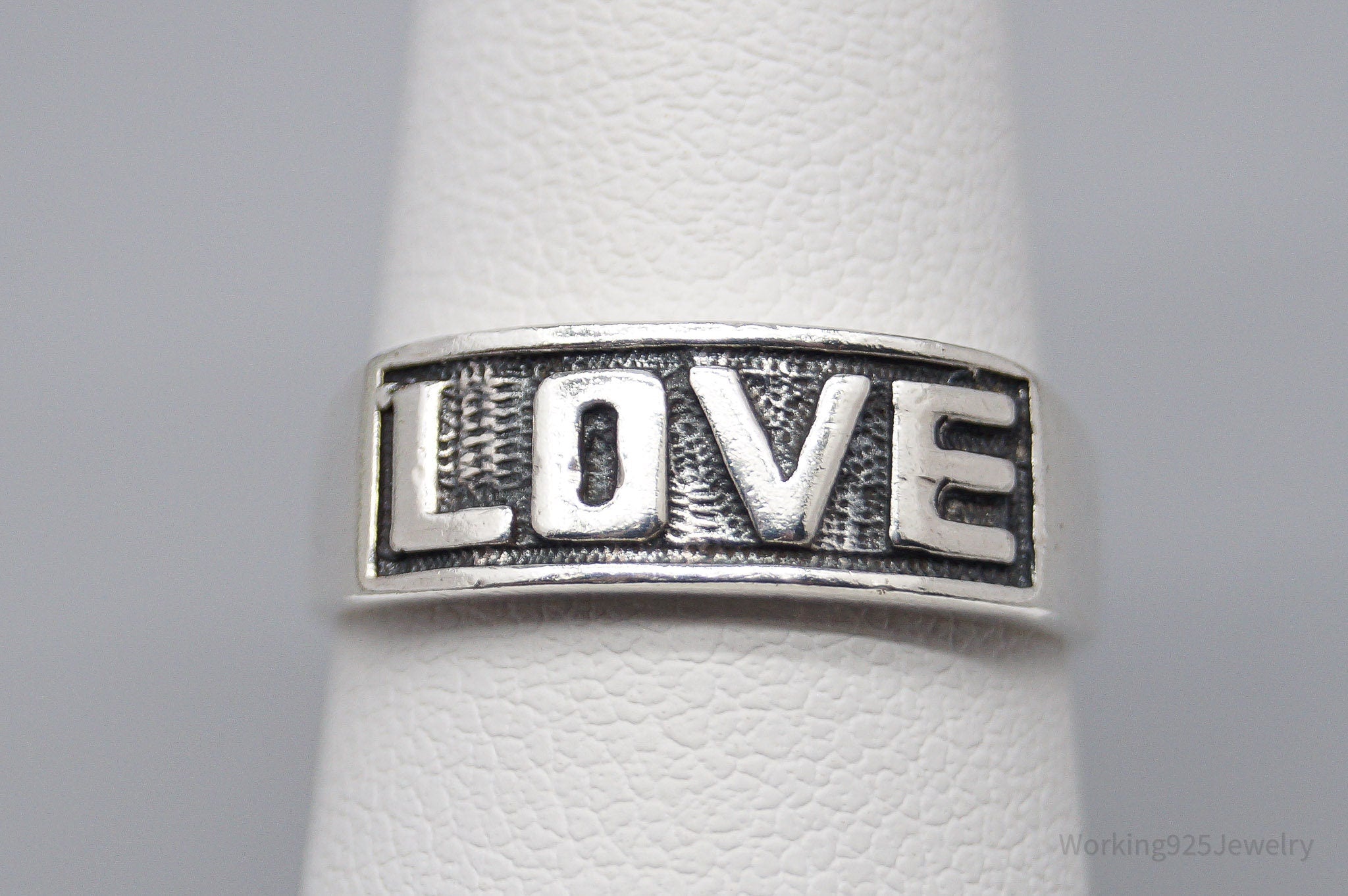 Vintage "Love" Sterling Silver Band Ring - Size 6.75