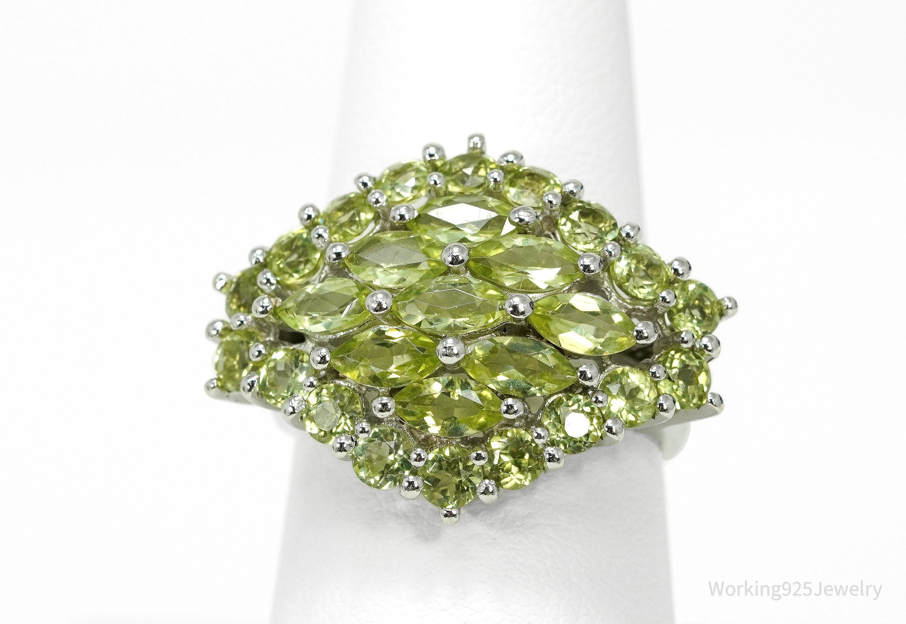 Green Peridot Sterling Silver Ring - Size 8