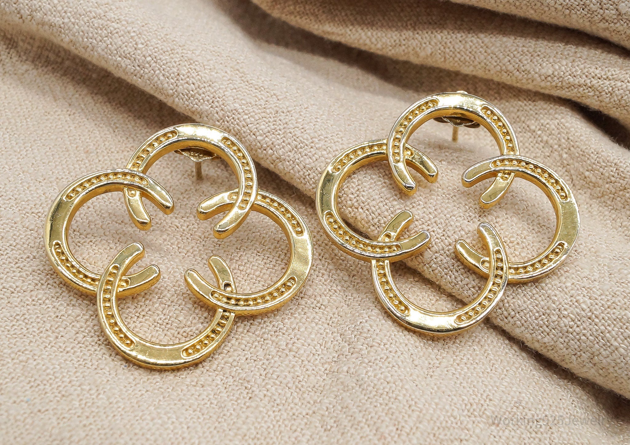 Designer Horseshoes 18K Yellow Gold Over Sterling Silver Earrings