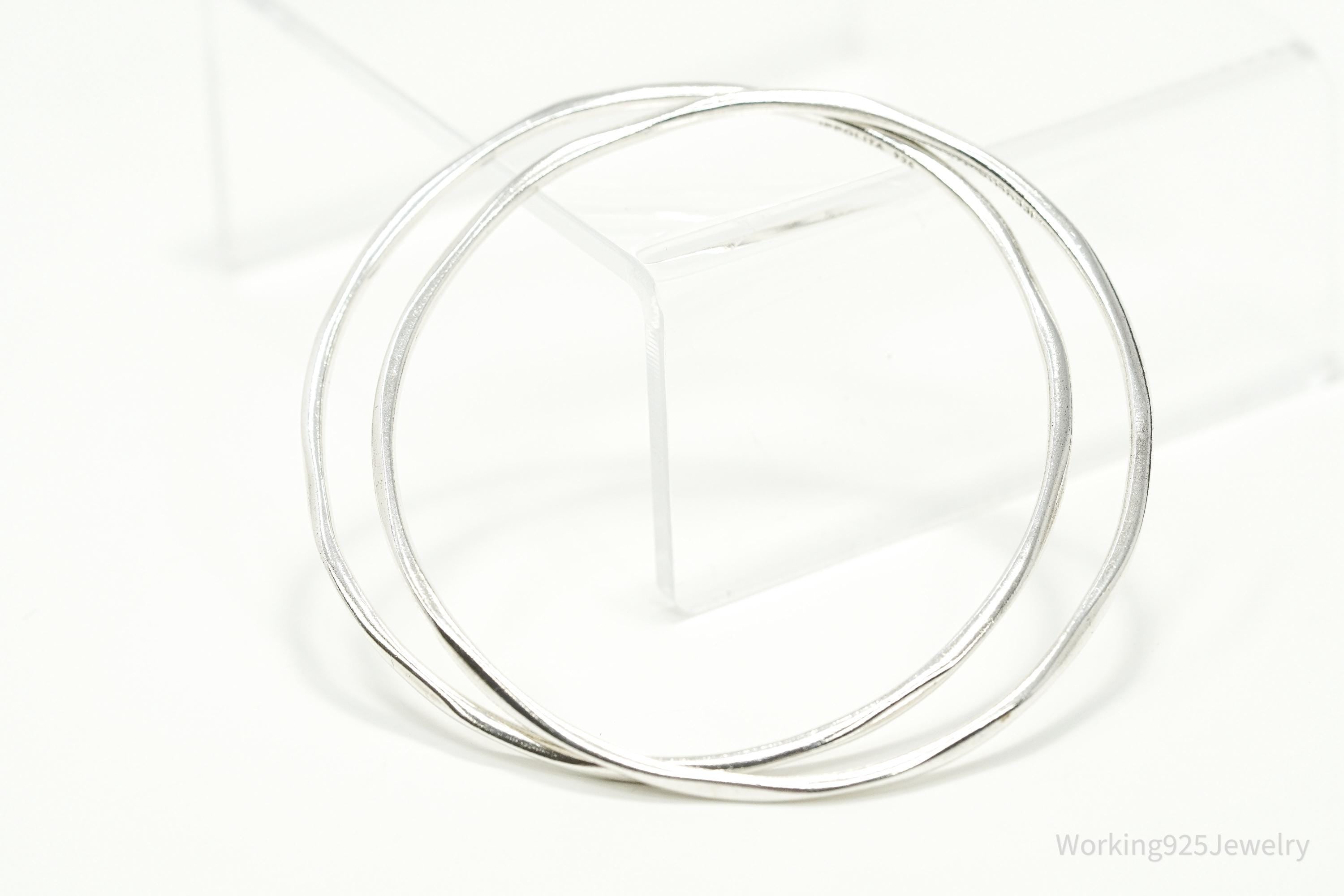 Vintage Designer Ippolita Sterling Silver Bangle Stacker Bracelets Set 7.75"