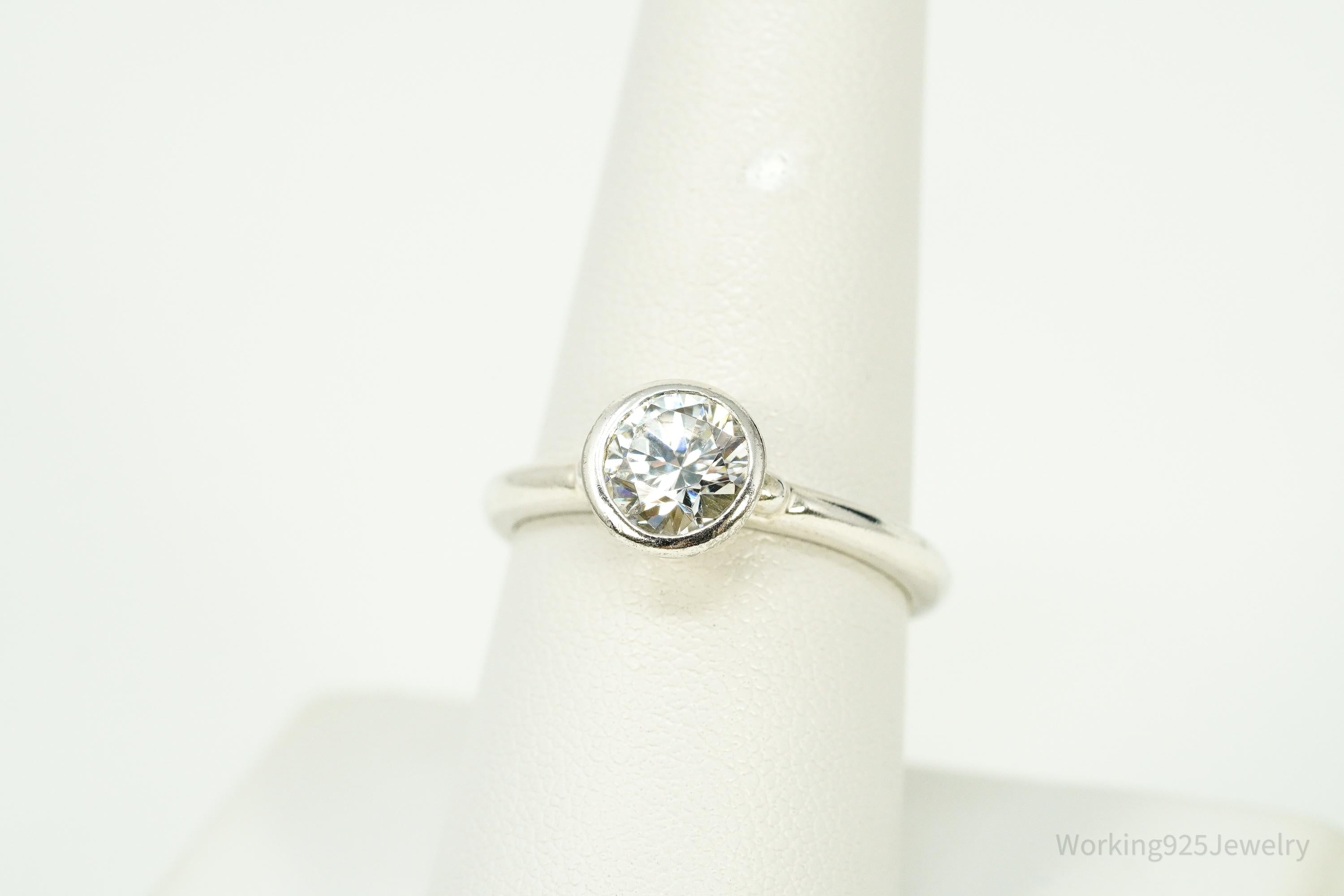 Vintage Cubic Zirconia Sterling Silver Ring Size 8