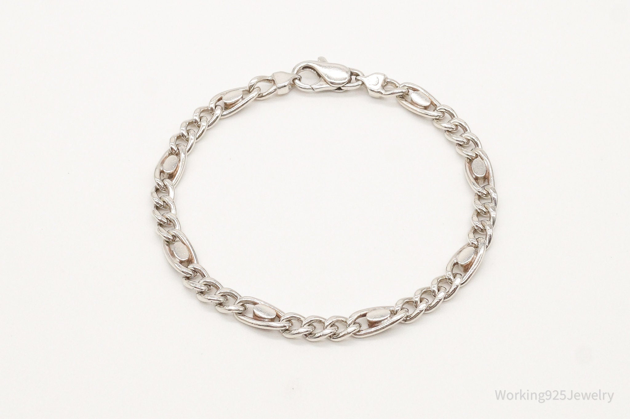 Vintage Italian Modernist Style Sterling Silver Link Bracelet