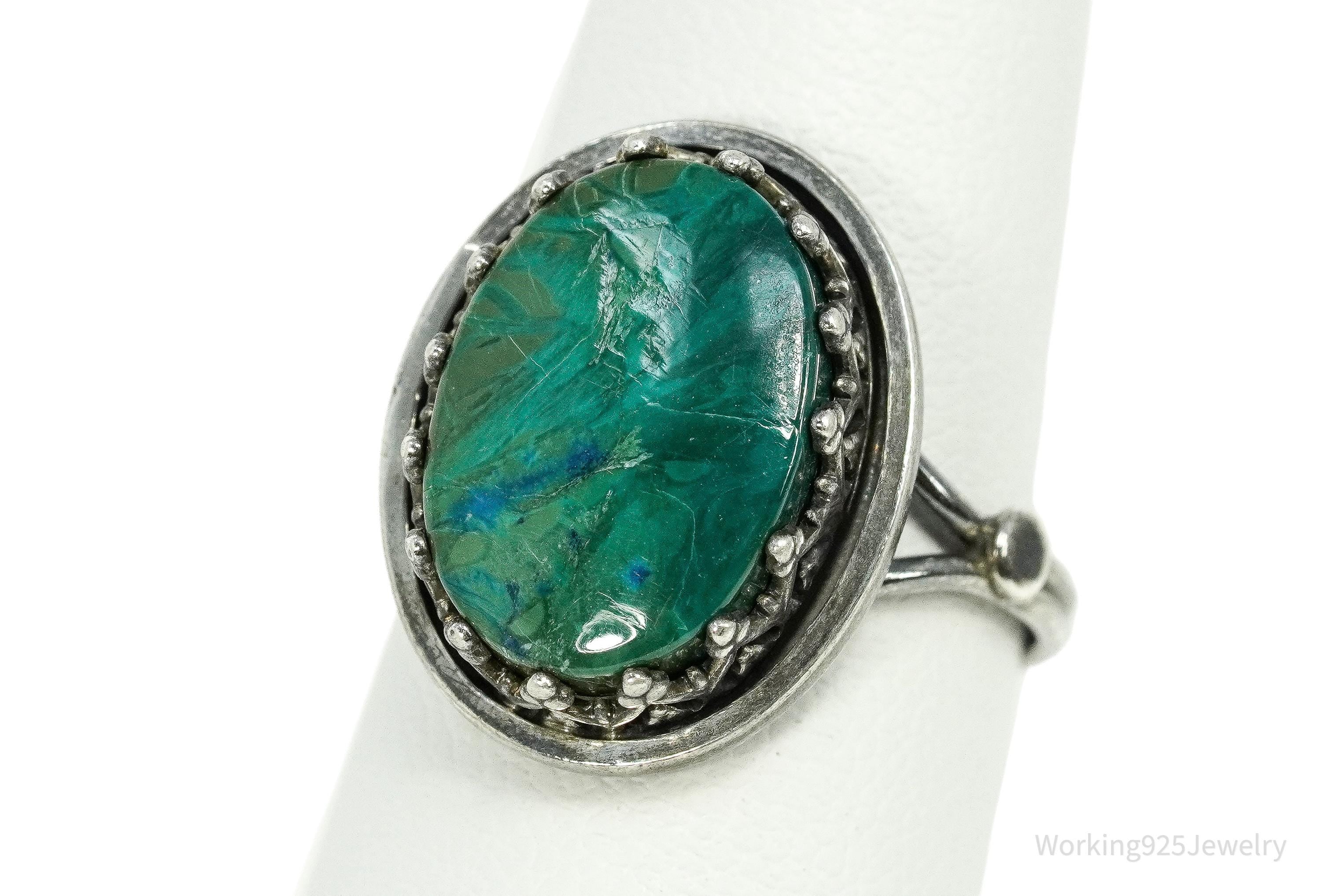 Vintage Chrysocolla Sterling Silver Ring - Size 6