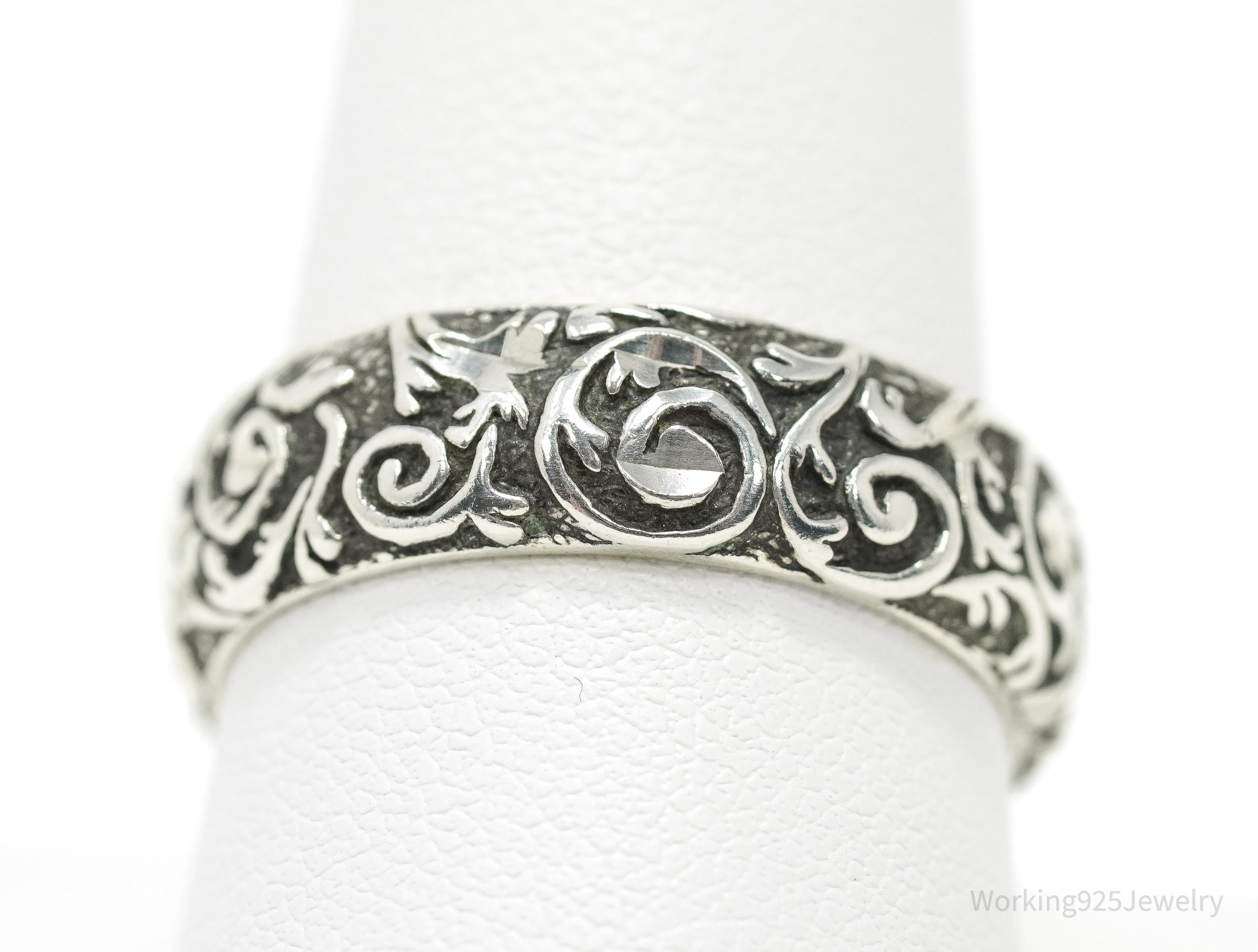 Vintage Native Designer Carolyn Pollack Relios Sterling Silver Band Ring Size 10.25