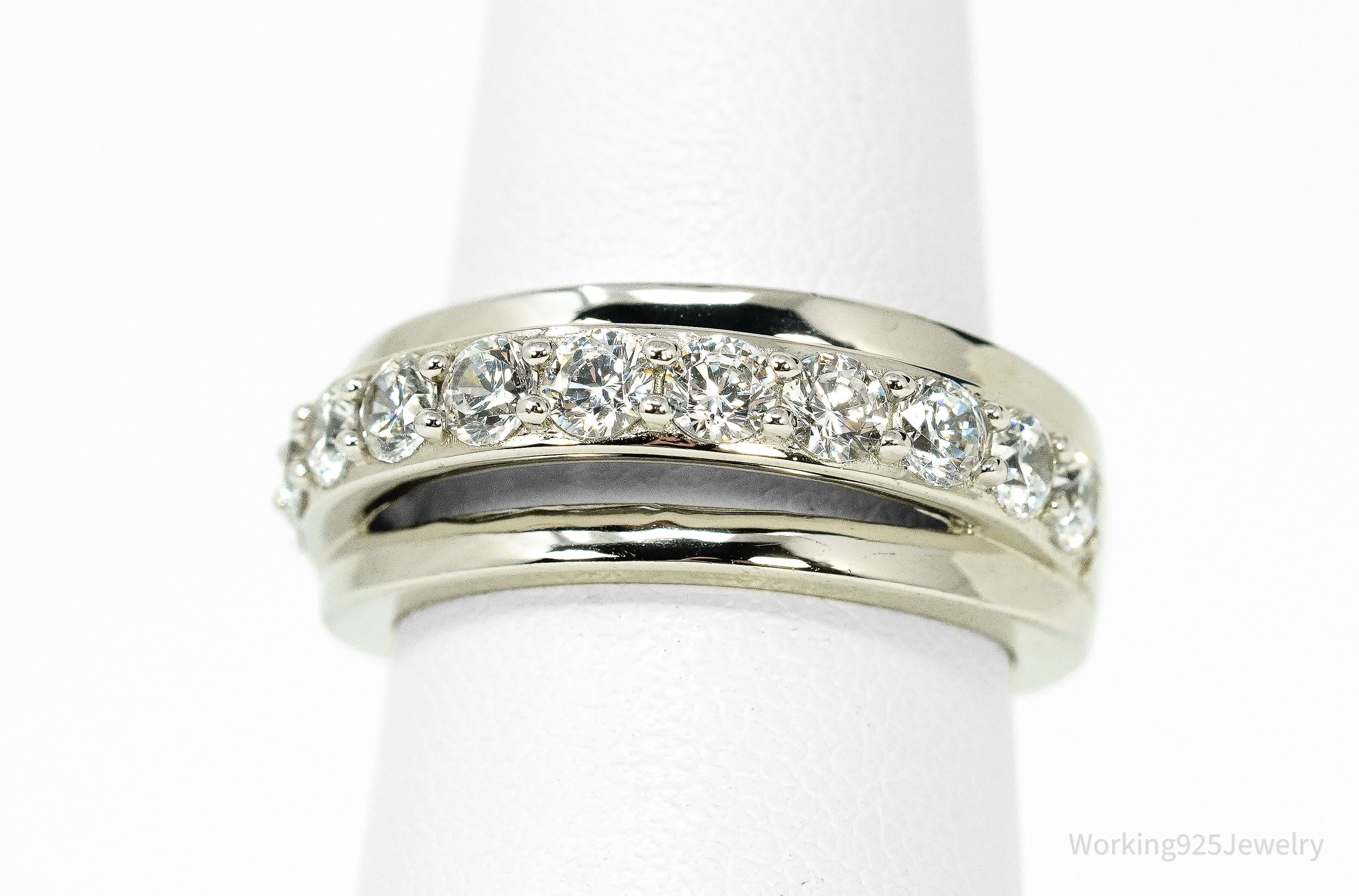 Vintage Cubic Zirconia Sterling Silver Band Ring - Size 6.25