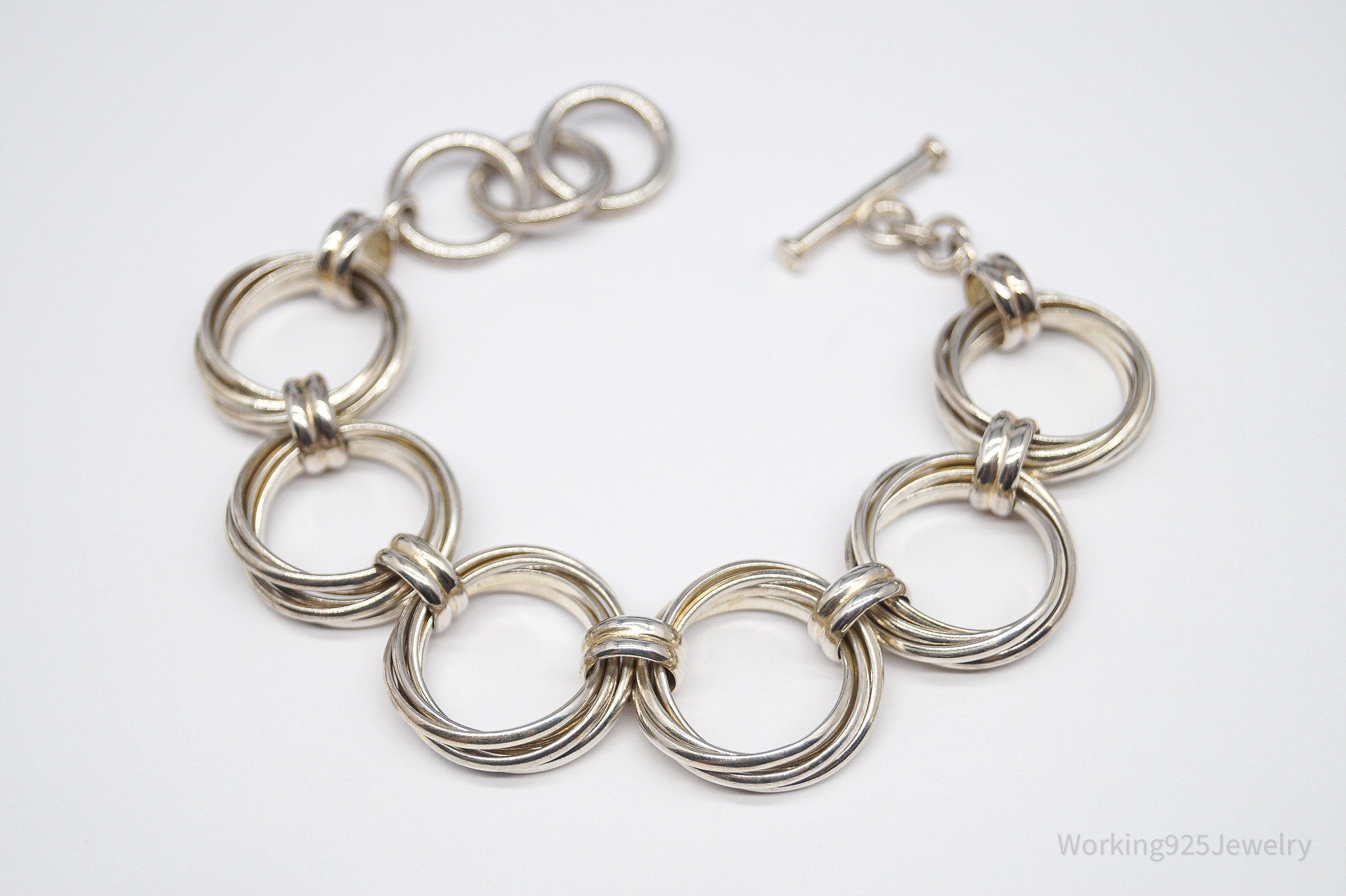 Vintage Designer Silpada Sterling Silver Toggle Bracelet - 8.75"