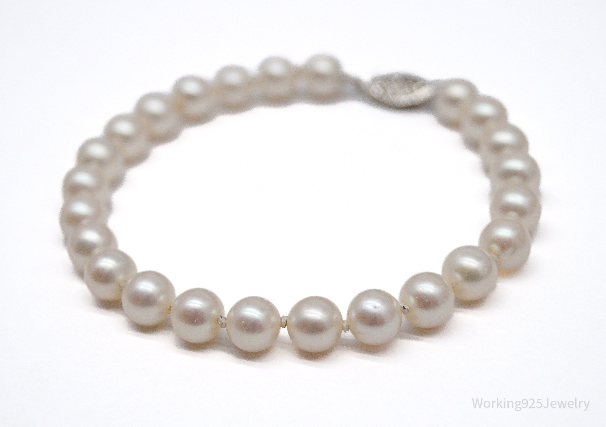 Vintage Pearl 14K White Gold Bracelet - 7 5/8"