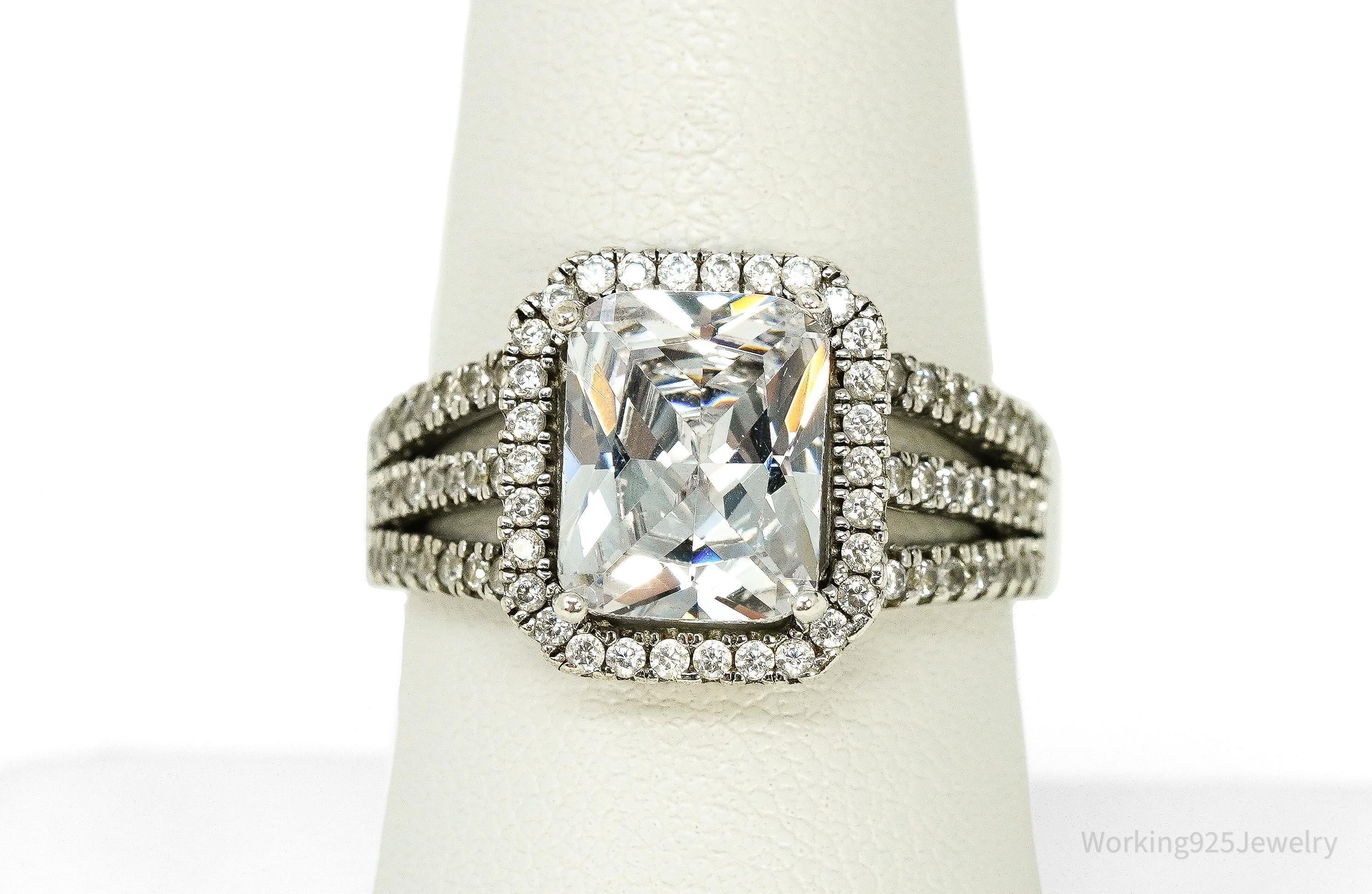 Vintage Cubic Zirconia Sterling Silver Ring Size 8.25