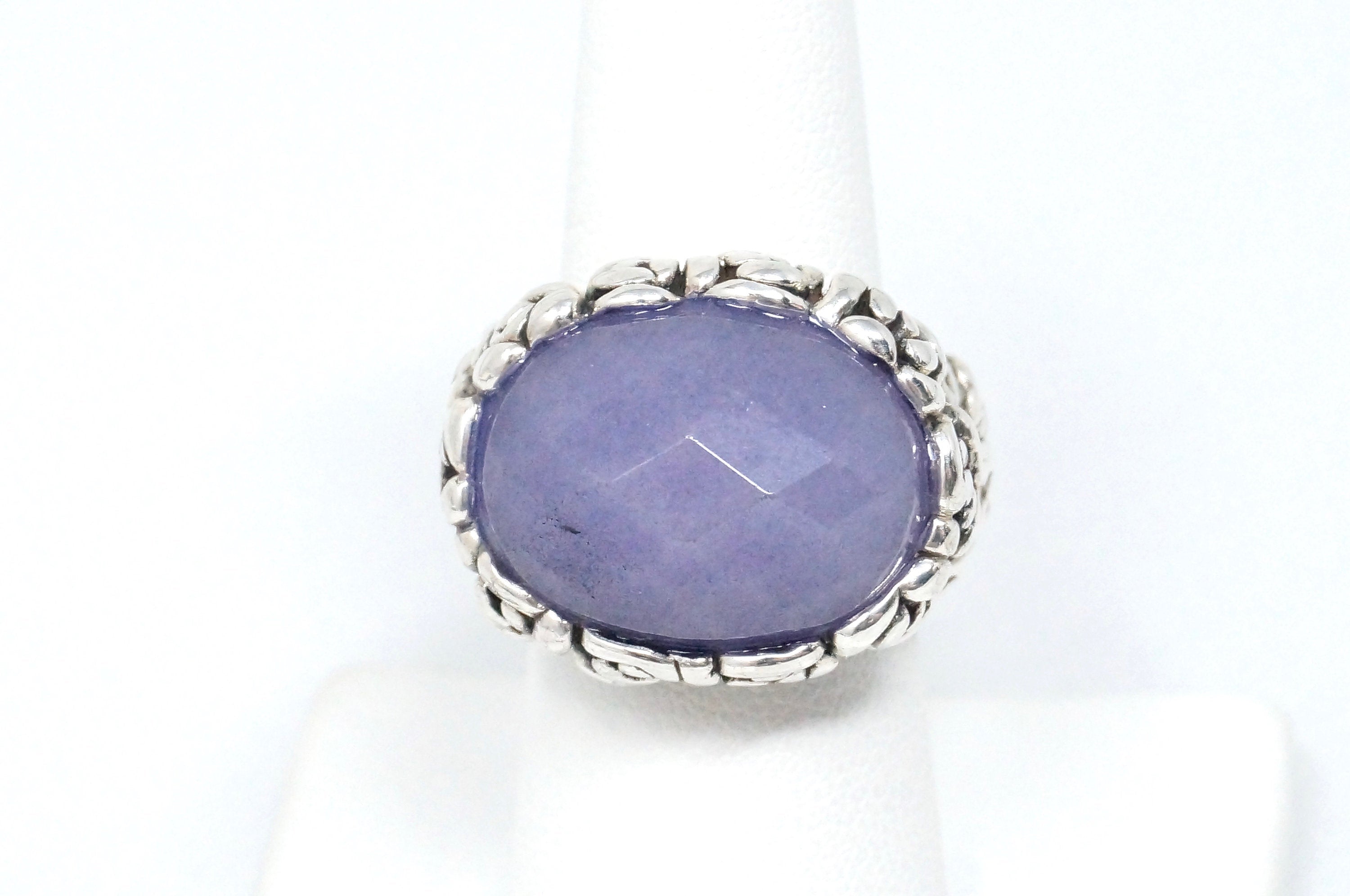 Vintage Large Purple Amethyst Statement Ring Sterling Silver Ring - Size 7.25