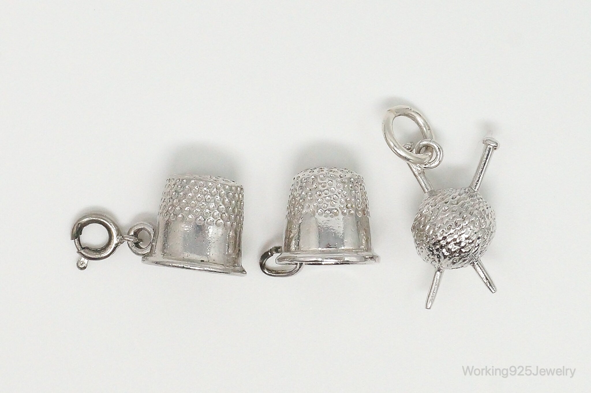 Vintage Sewing Knitting Crocheting Hobby Sterling Silver Charms Lot