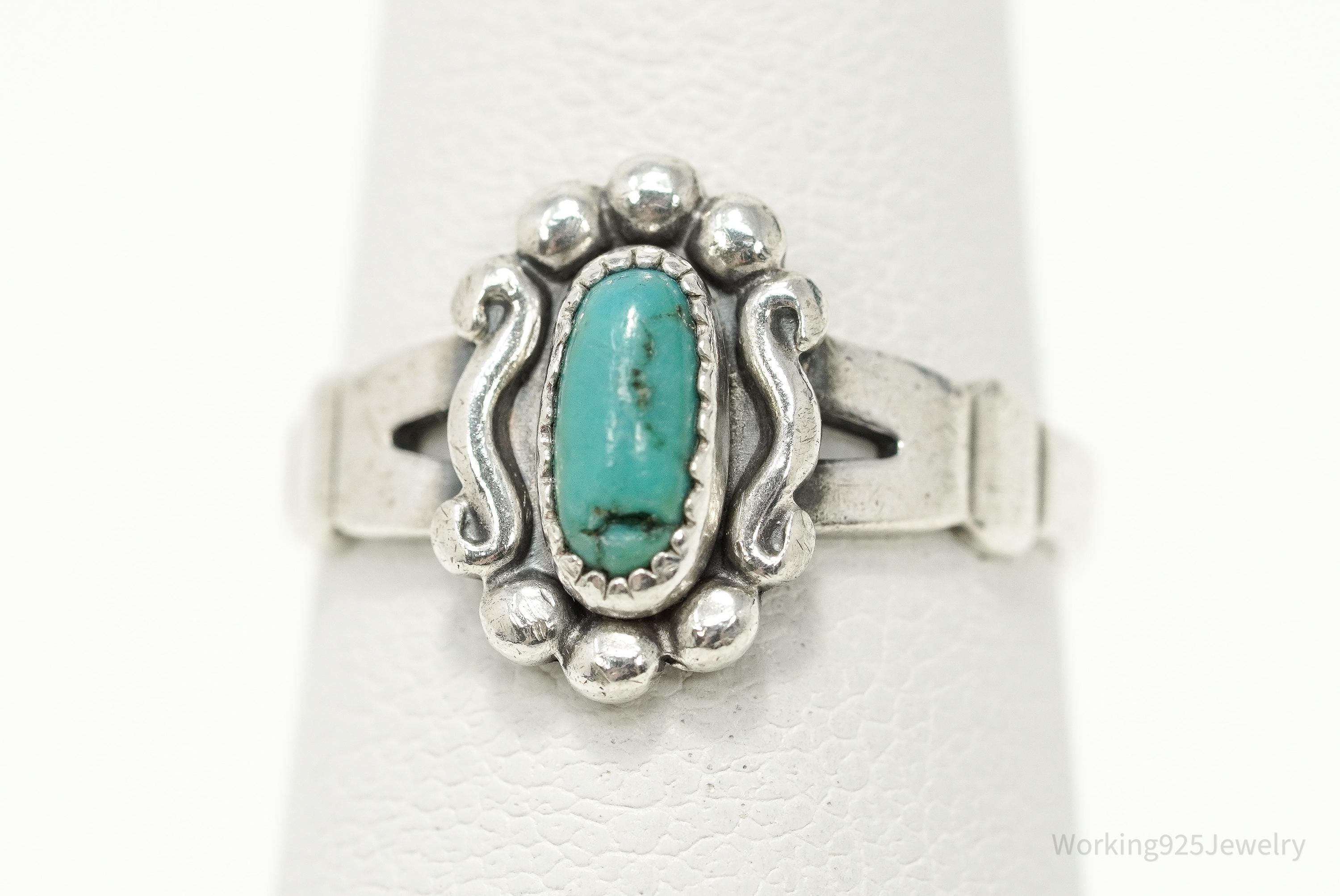 Vintage Native Bell Trading Post Turquoise Sterling Silver Ring - Size 5.25