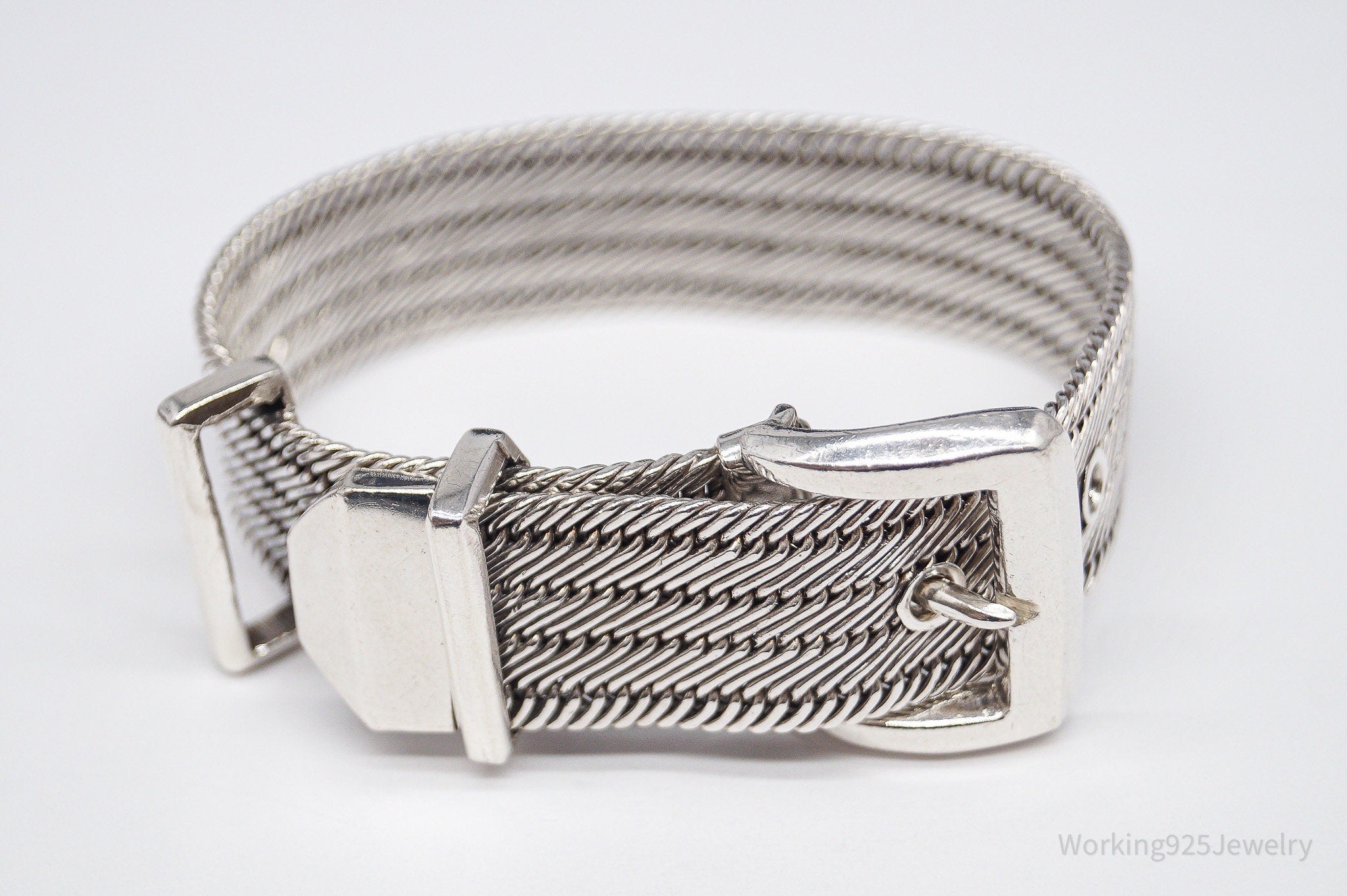 Vintage Designer Lois Hill Buckle Sterling Silver Bracelet - 6 3/8"