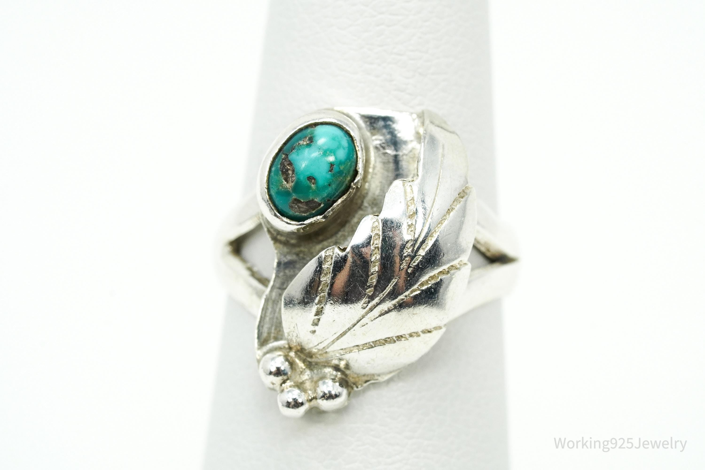 Vintage Native American Turquoise Silver Ring - Size 5