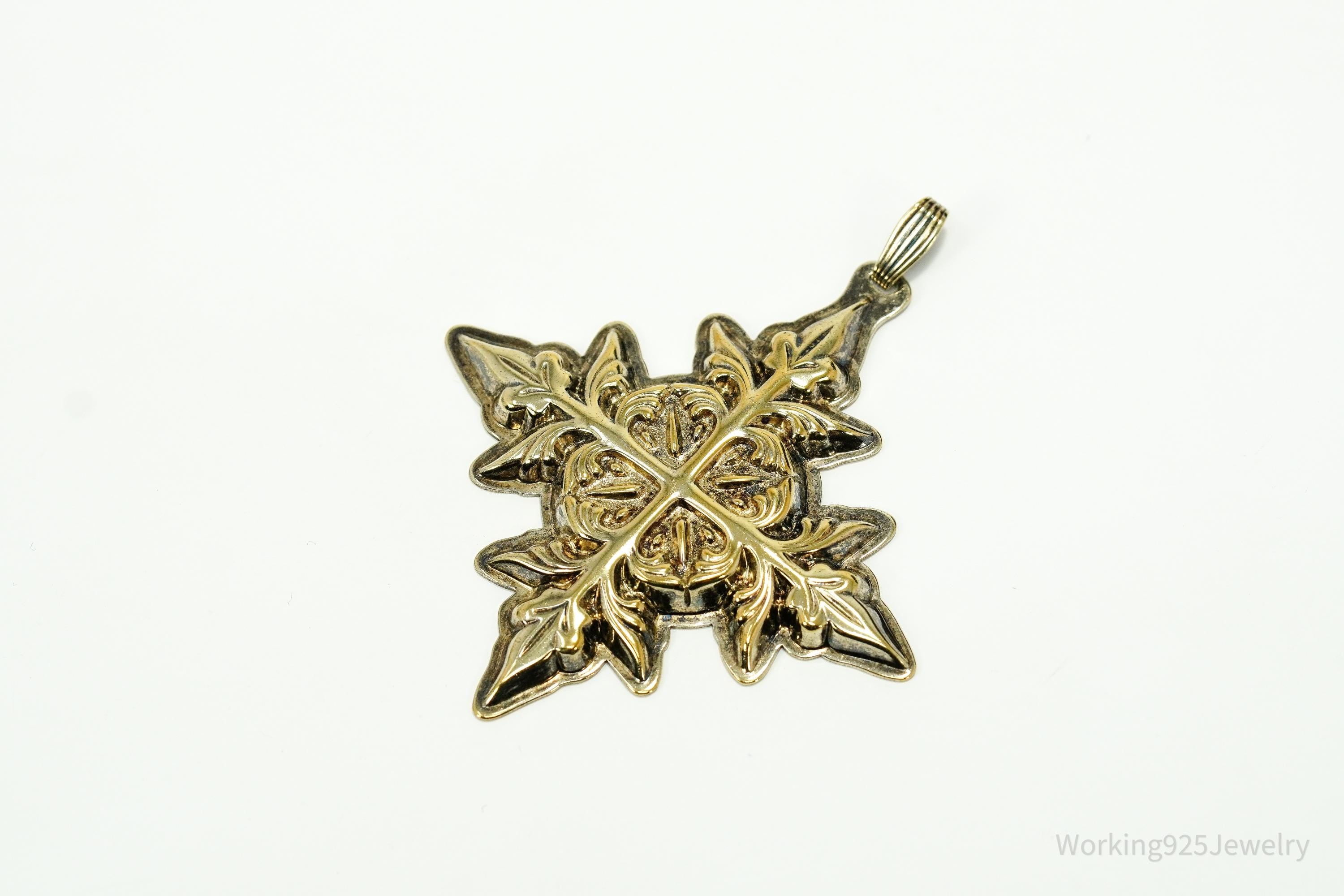 Vintage Large 1982 Reed & Barton Christmas Cross Sterling Silver Tree Ornament