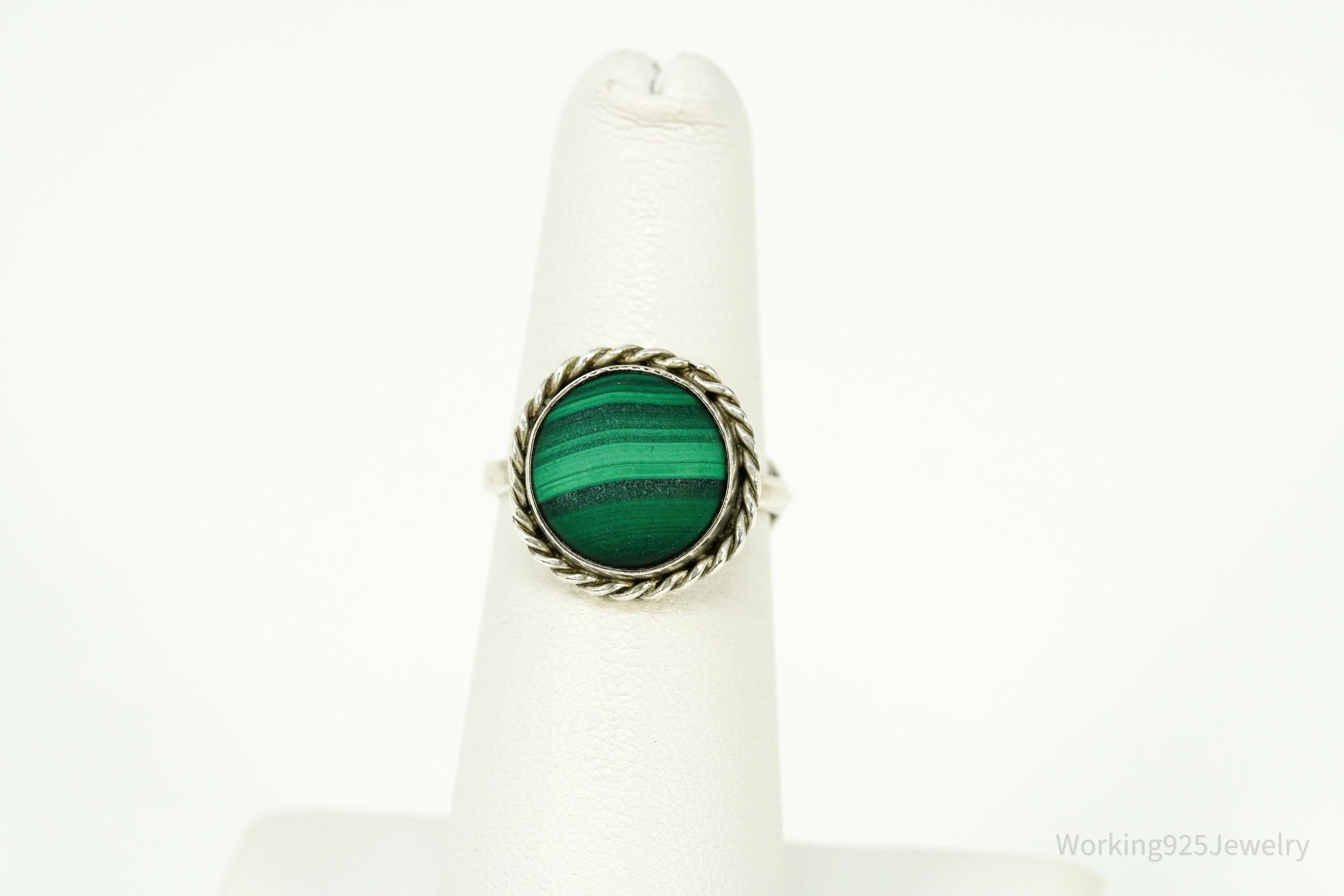 Vintage KABANA Malachite Sterling Silver Ring - Size 5.5