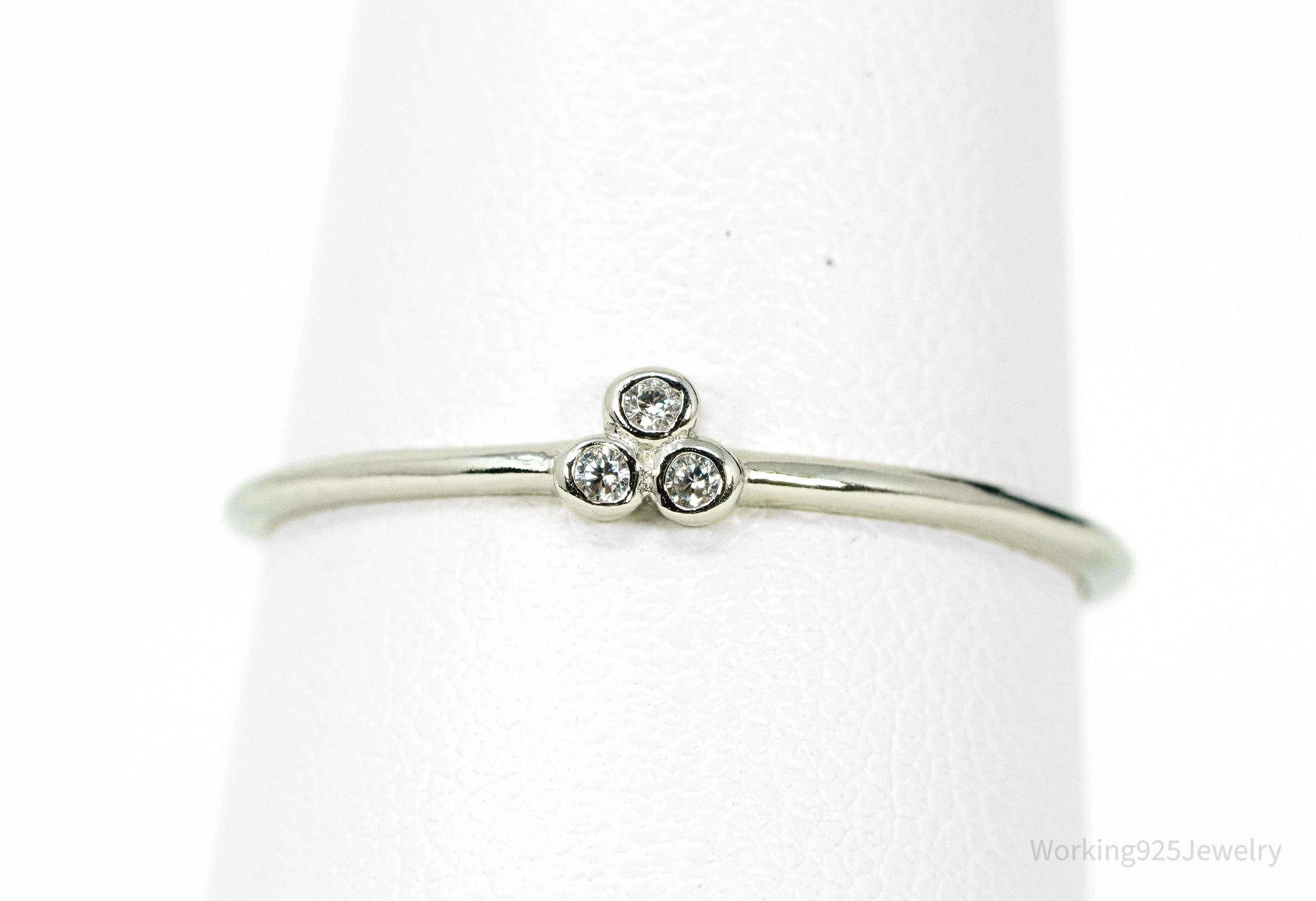 Vintage Cubic Zirconia Sterling Silver Ring Size 8.25