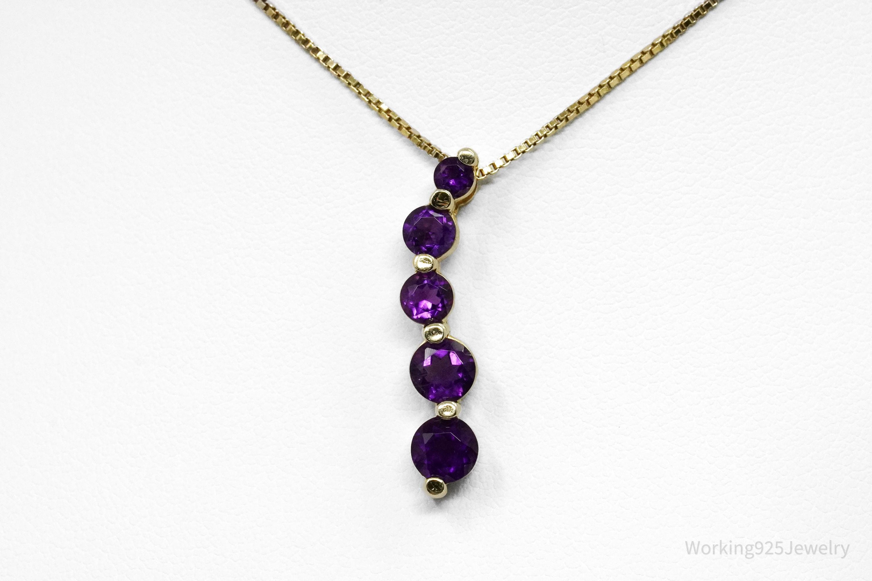 Vintage Ross Simons Amethyst Gold Vermeil Sterling Silver Necklace 18"