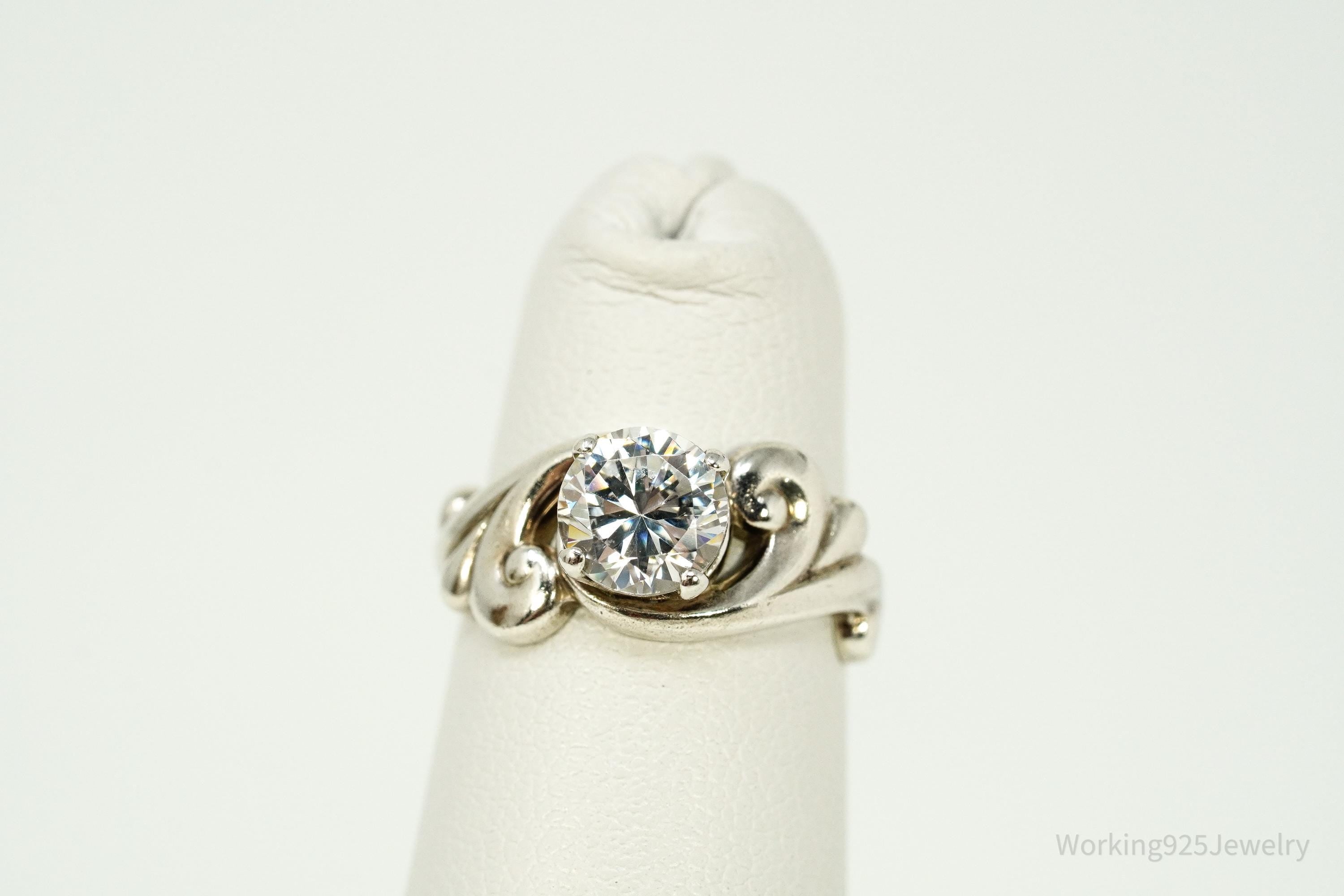 Vintage KABANA Diamonique Cubic Zirconia Sterling Silver Ring - Size 2.75