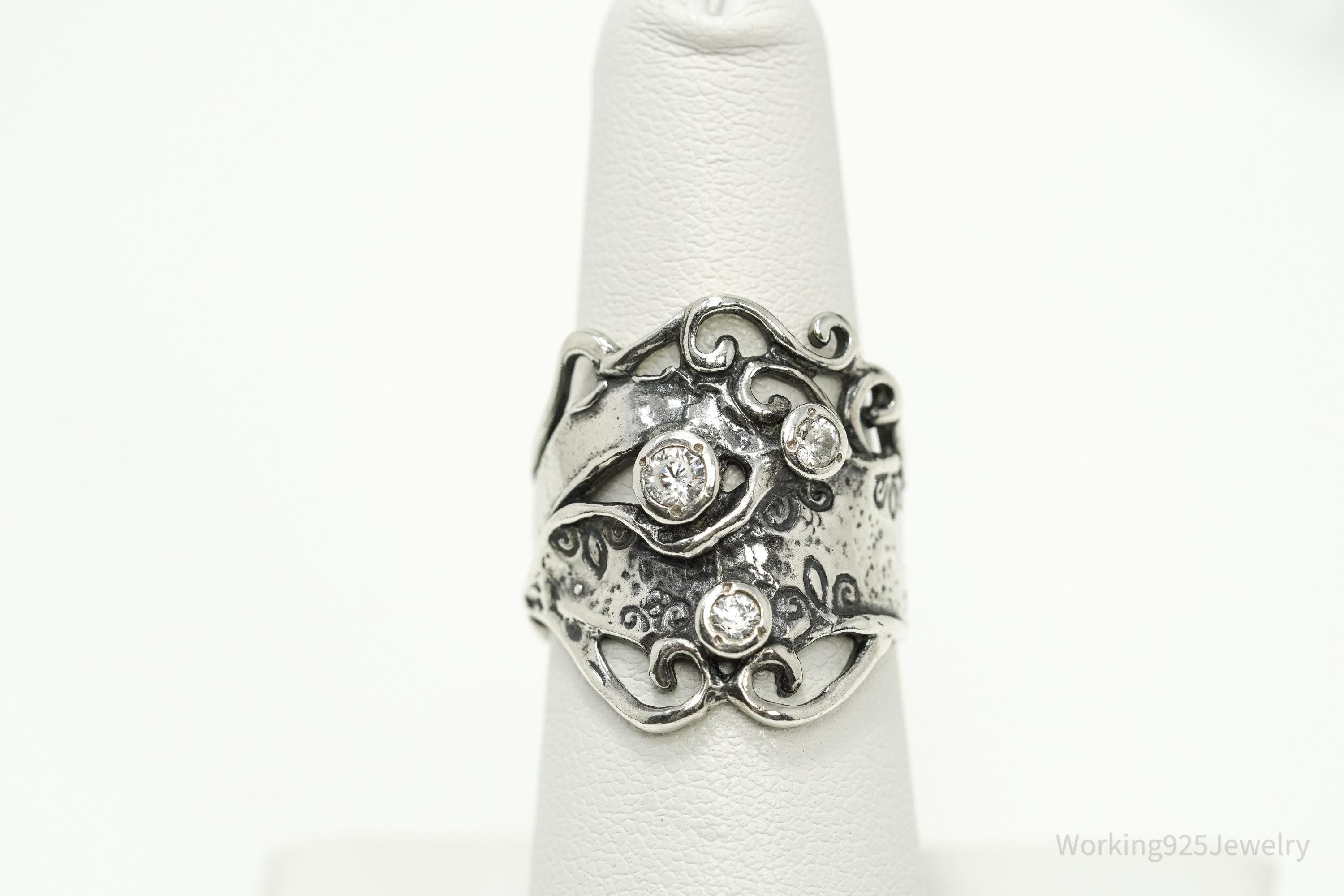 Vintage Israel Didae Cubic Zirconia Sterling Silver Ring - Size 7.25