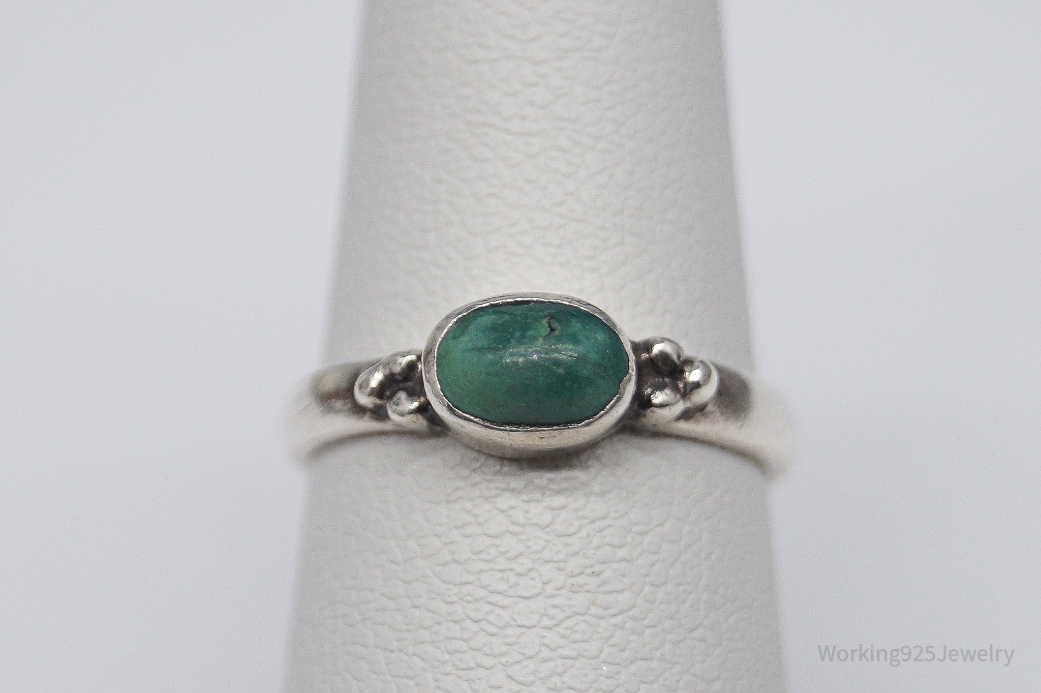 Vintage Handmade Native American Turquoise Sterling Silver Ring - Size 5.75