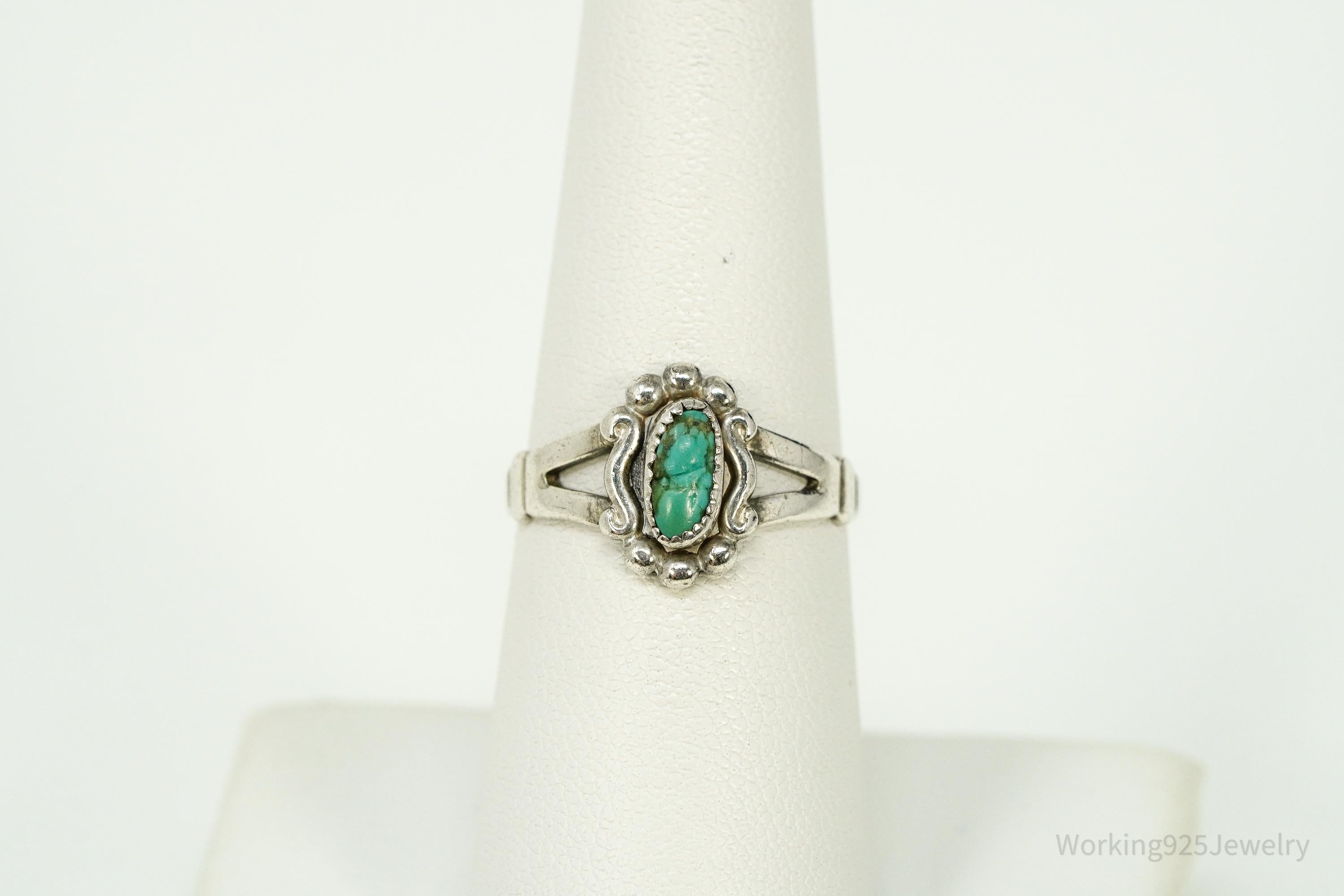 Vintage Native Bell Trading Post Turquoise Sterling Silver Ring - Size 7