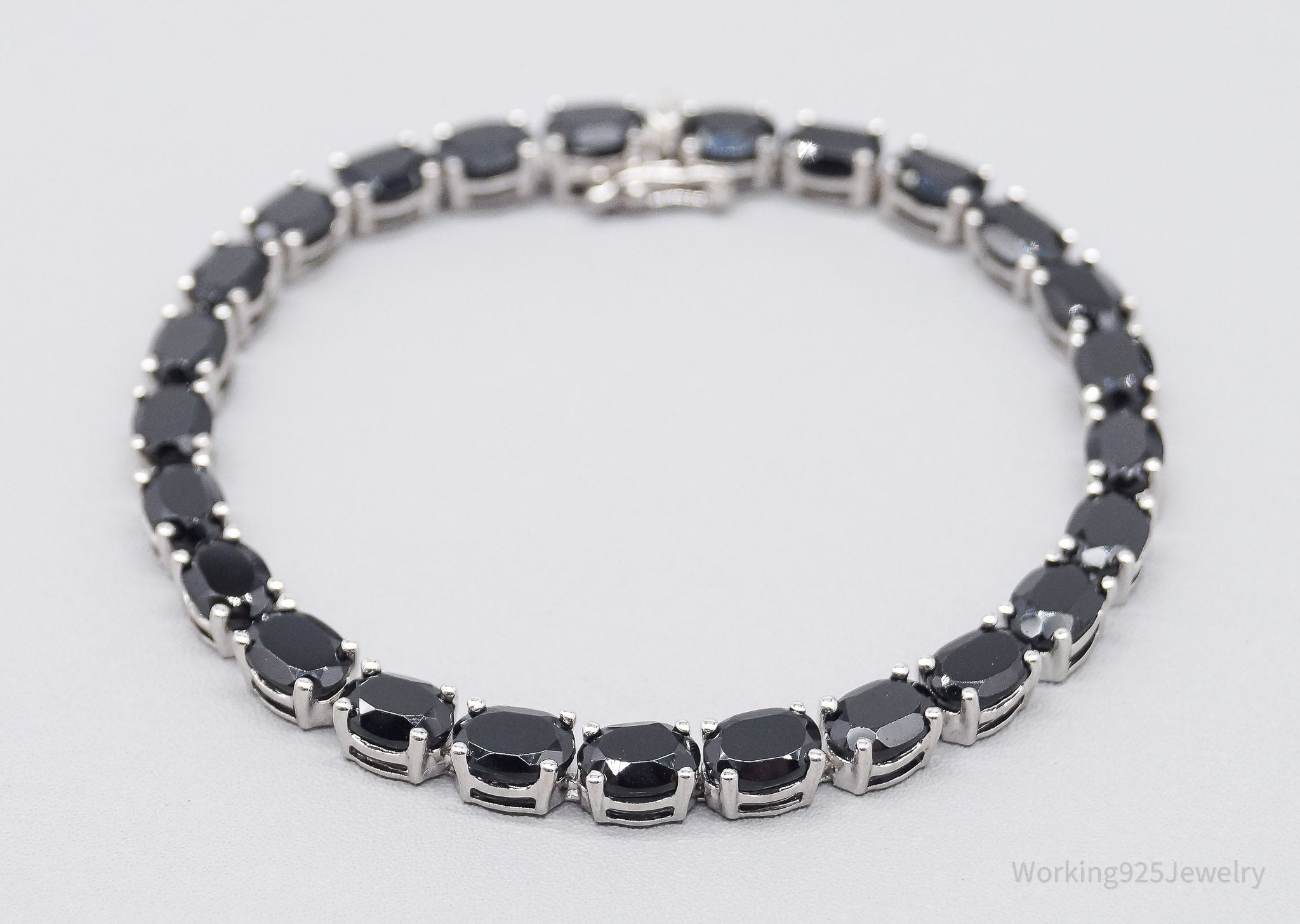 JTV TGGC Vintage Black Spinel Sterling Silver Bracelet 7 5/8"