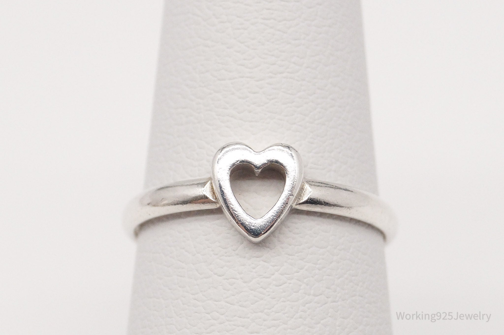 Vintage Designer BEAU Open Heart Sterling Silver Ring - Size 5.25