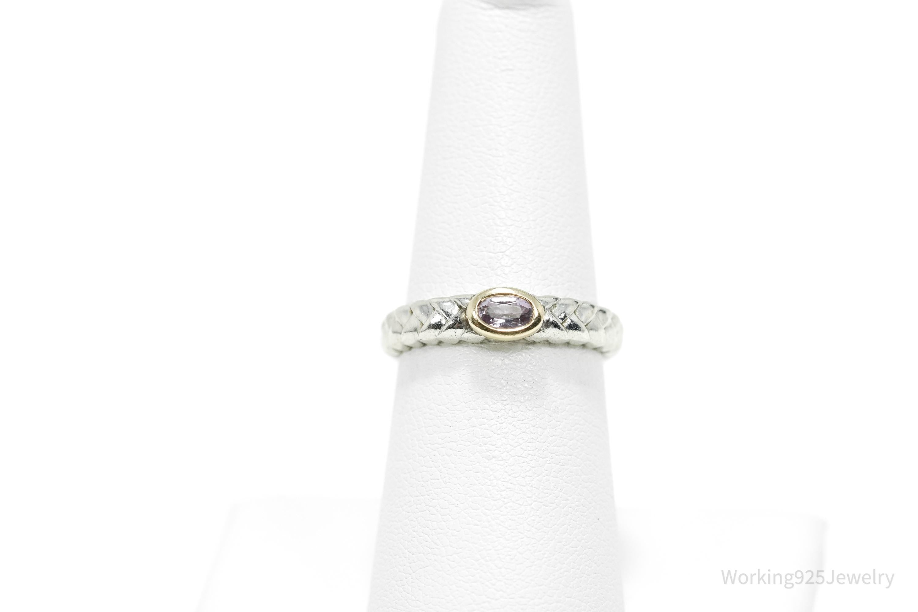 Vintage Alwand Vahan Amethyst 14K Gold & Sterling Silver Ring - Size 7