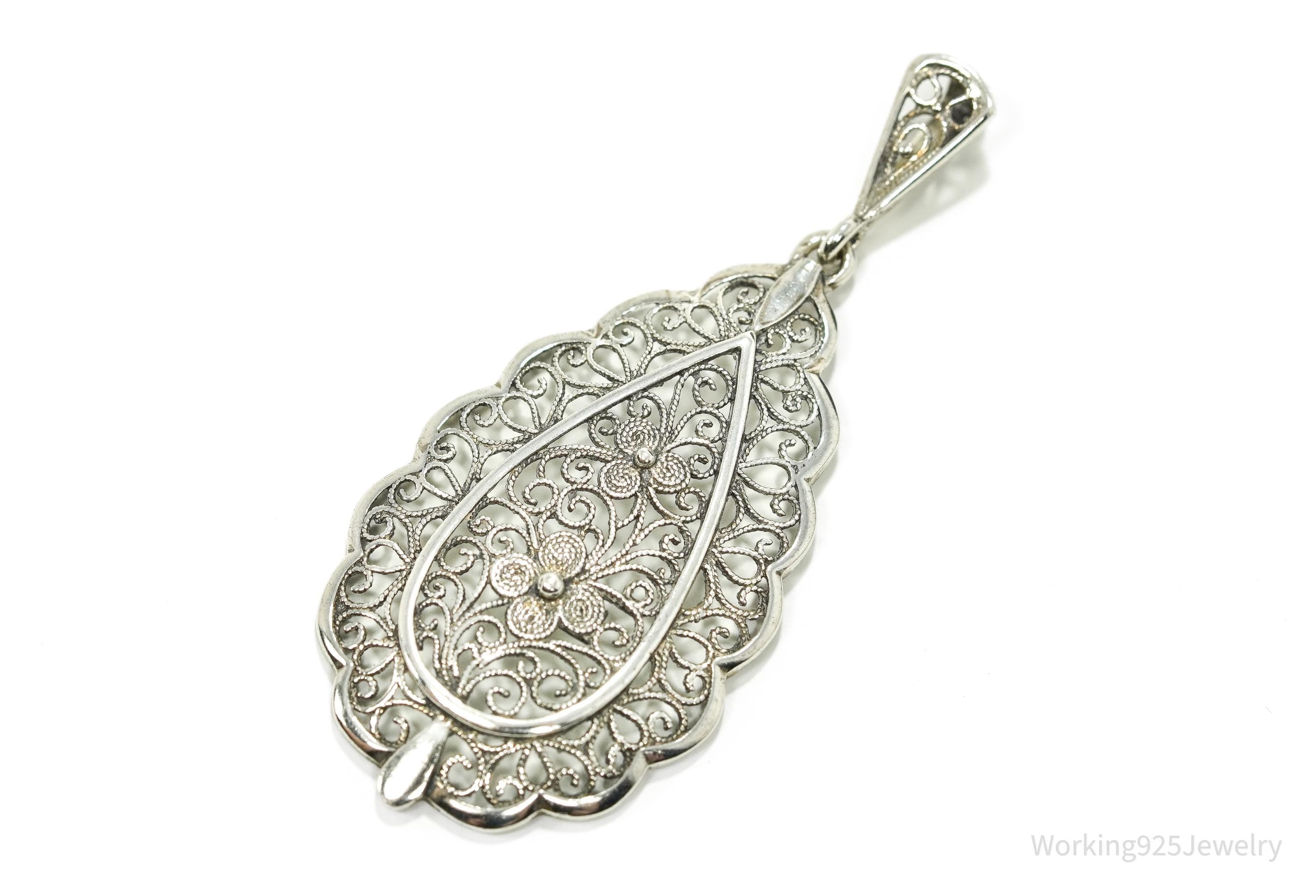 Vintage Scandinavian Ornate 835S Silver Pendant