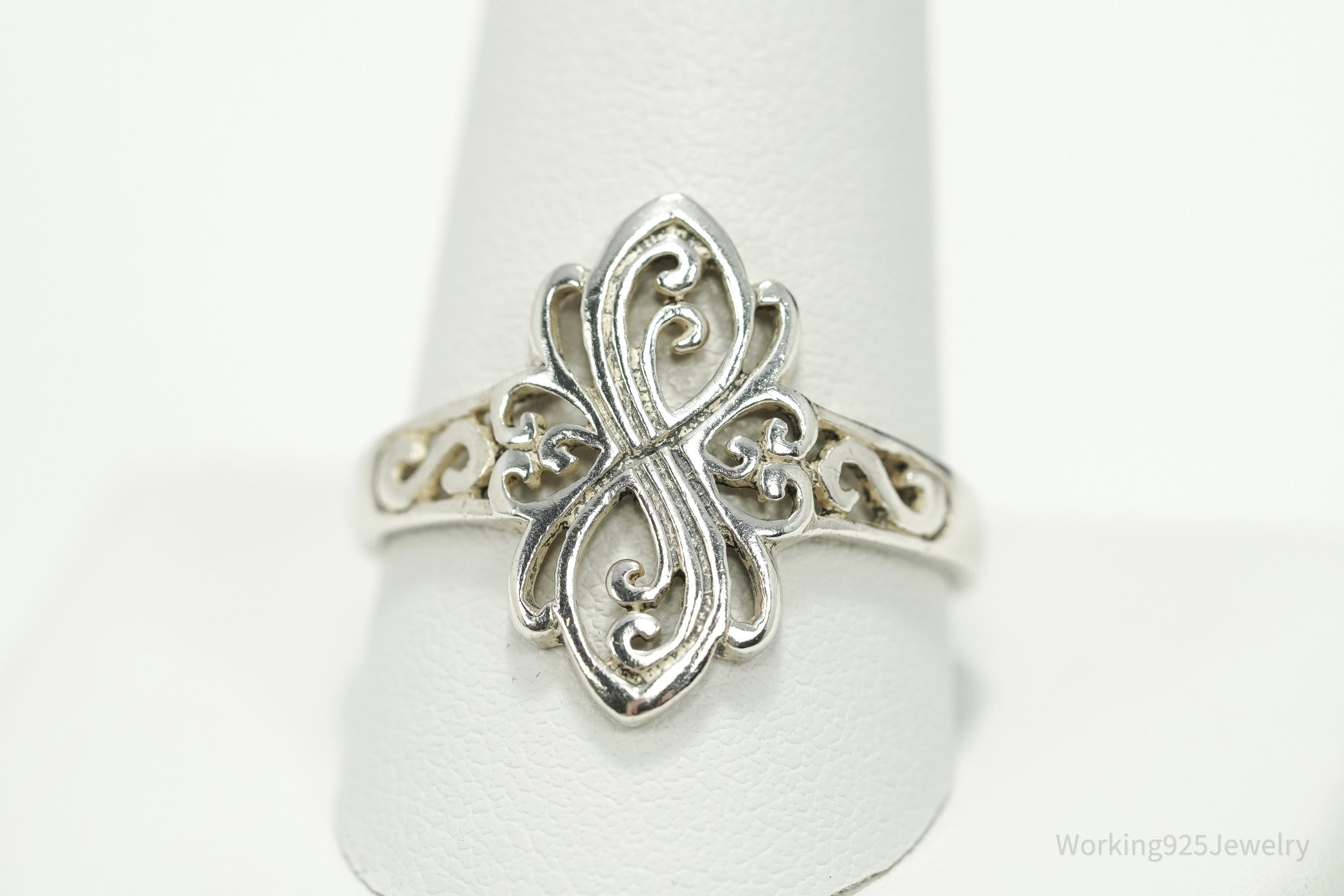 Vintage Ornate Sterling Silver Ring - Size 11.25