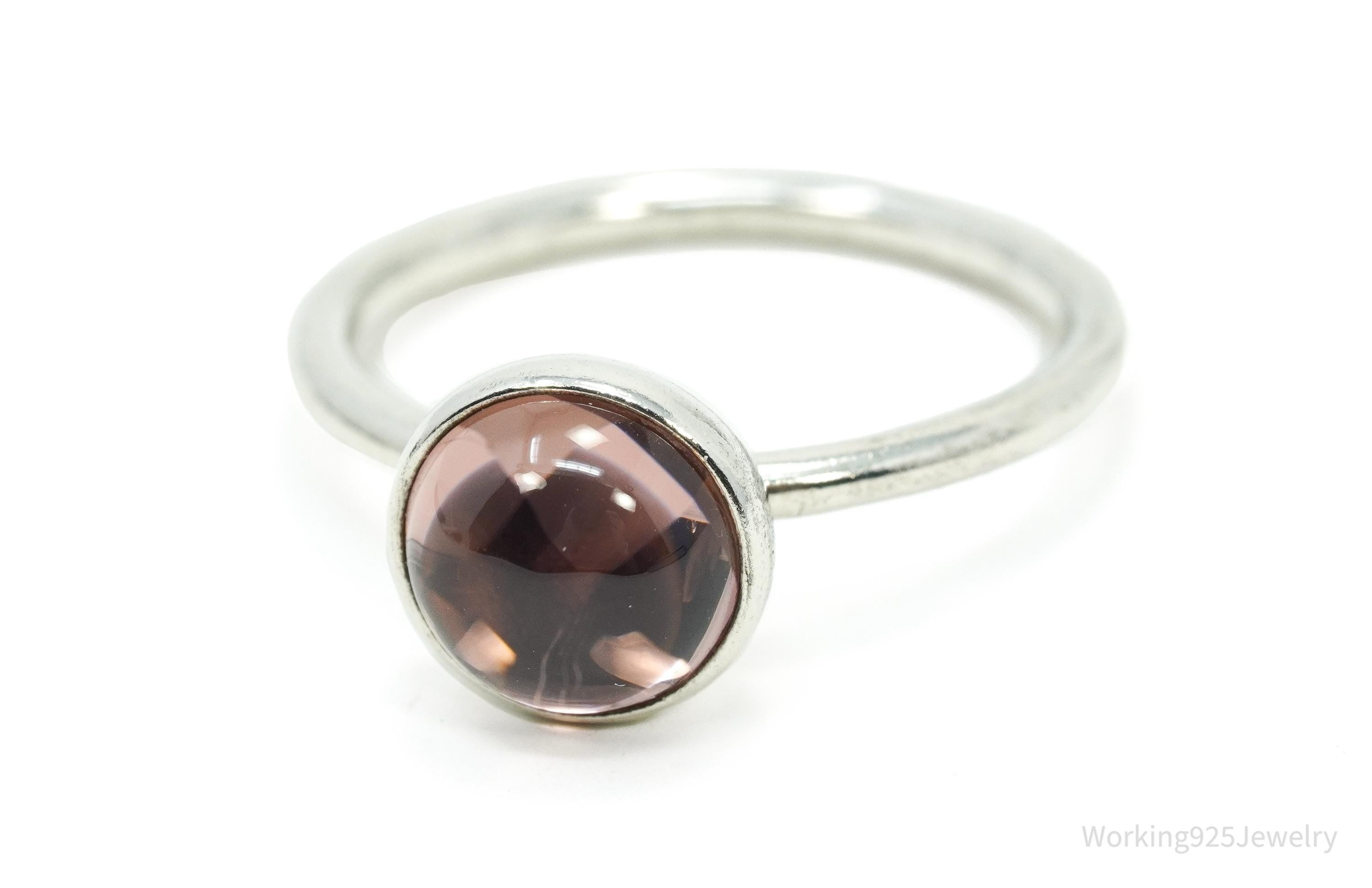 Pandora Retired Blush Pink Crystal Sterling Silver Ring - Size 6