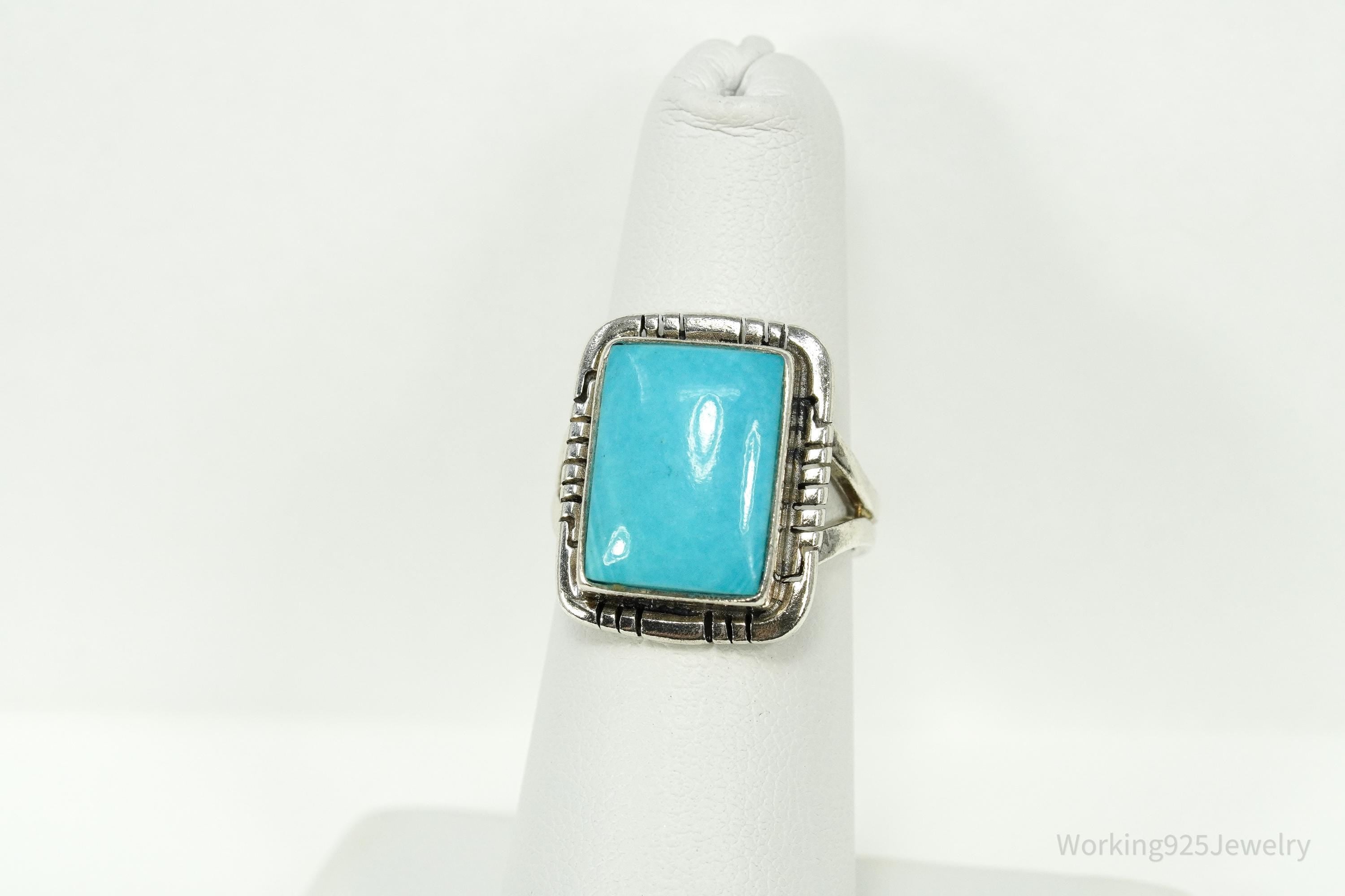 Vintage Native American Turquoise Sterling Silver Ring - Size 6