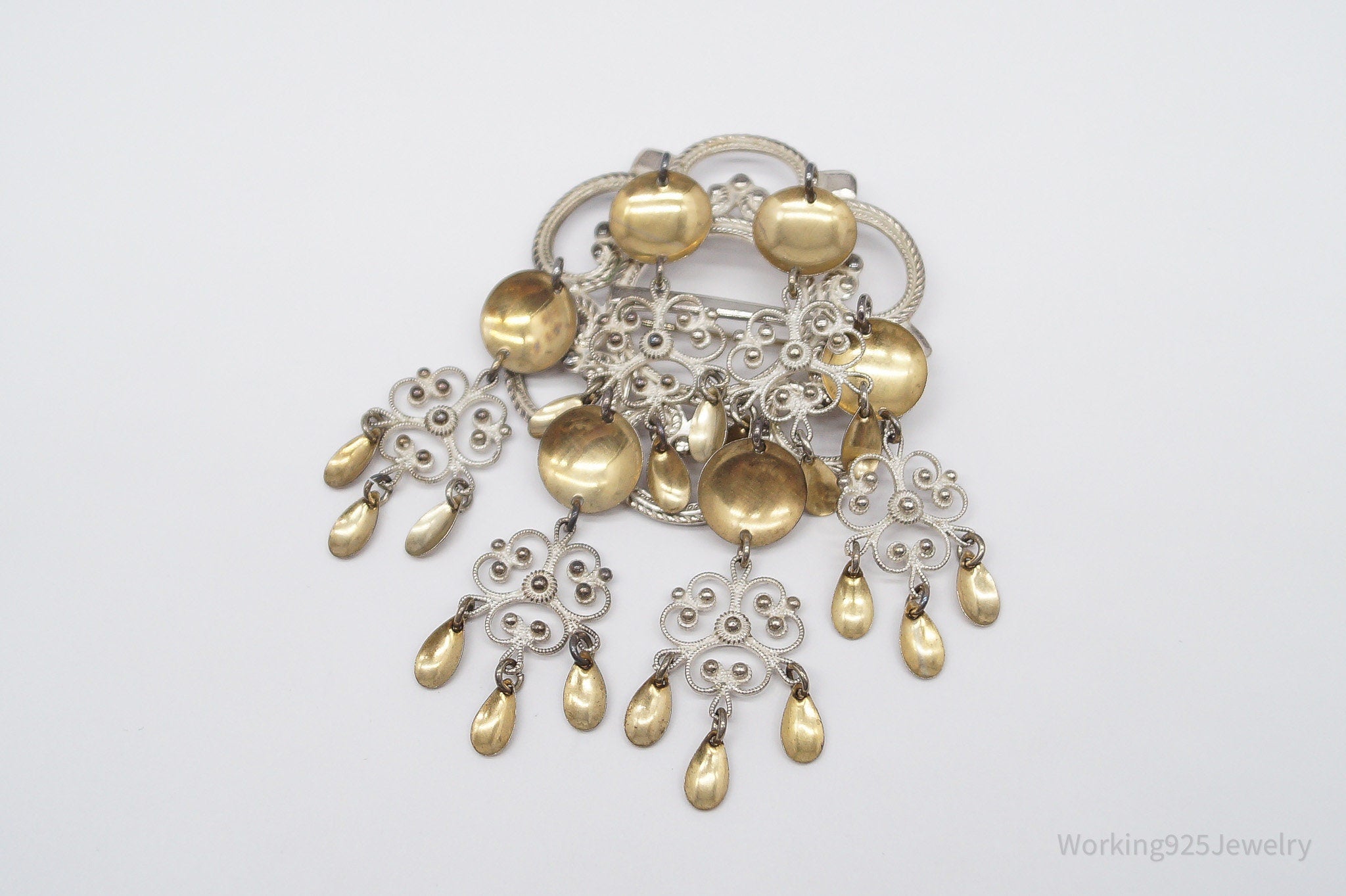 Large Vintage Norwegian Ivar T Holth Solje Modernist 830S Silver Brooch Pin