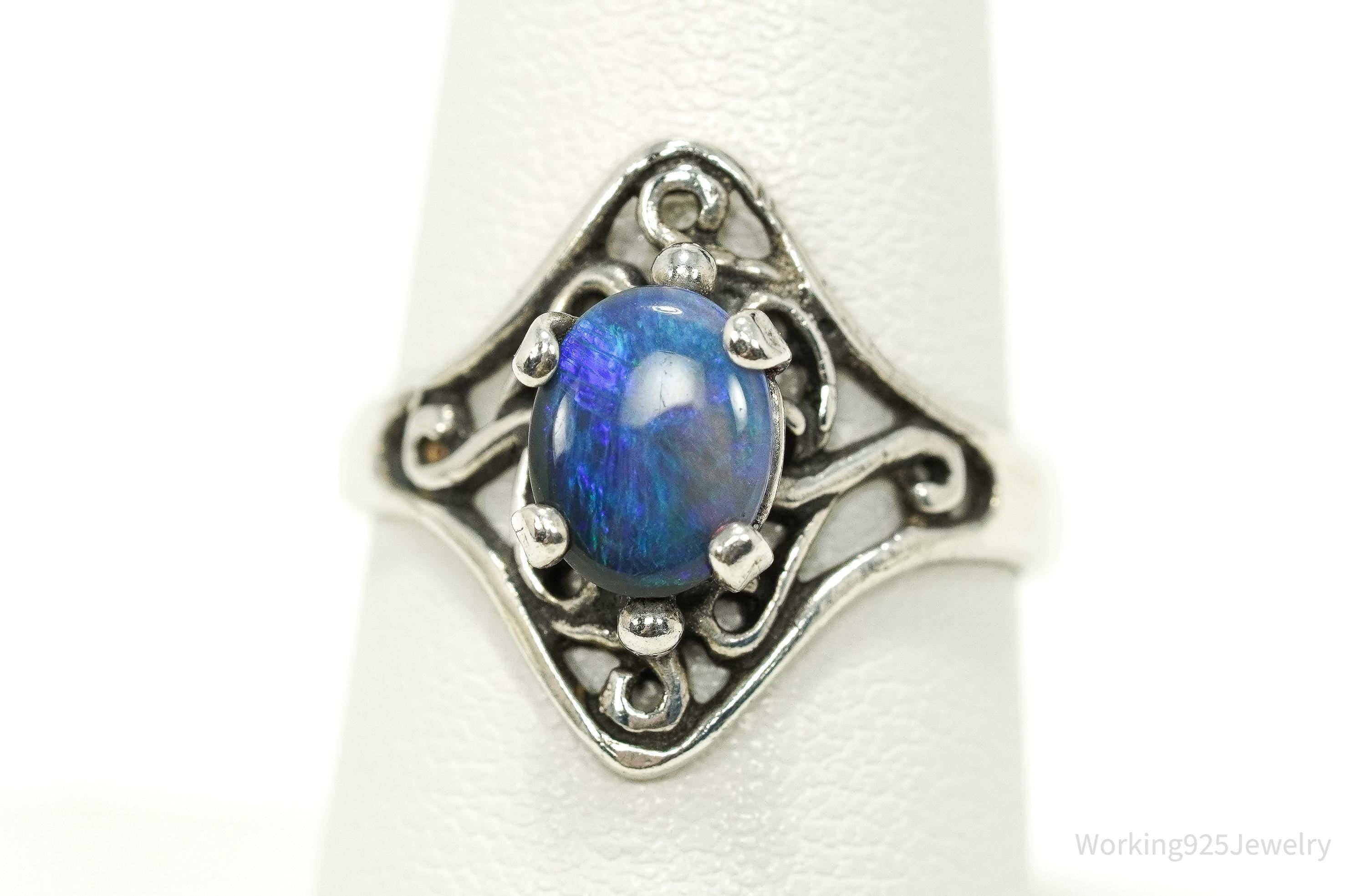 Vintage Opal Sterling Silver Ring - Size 7.5