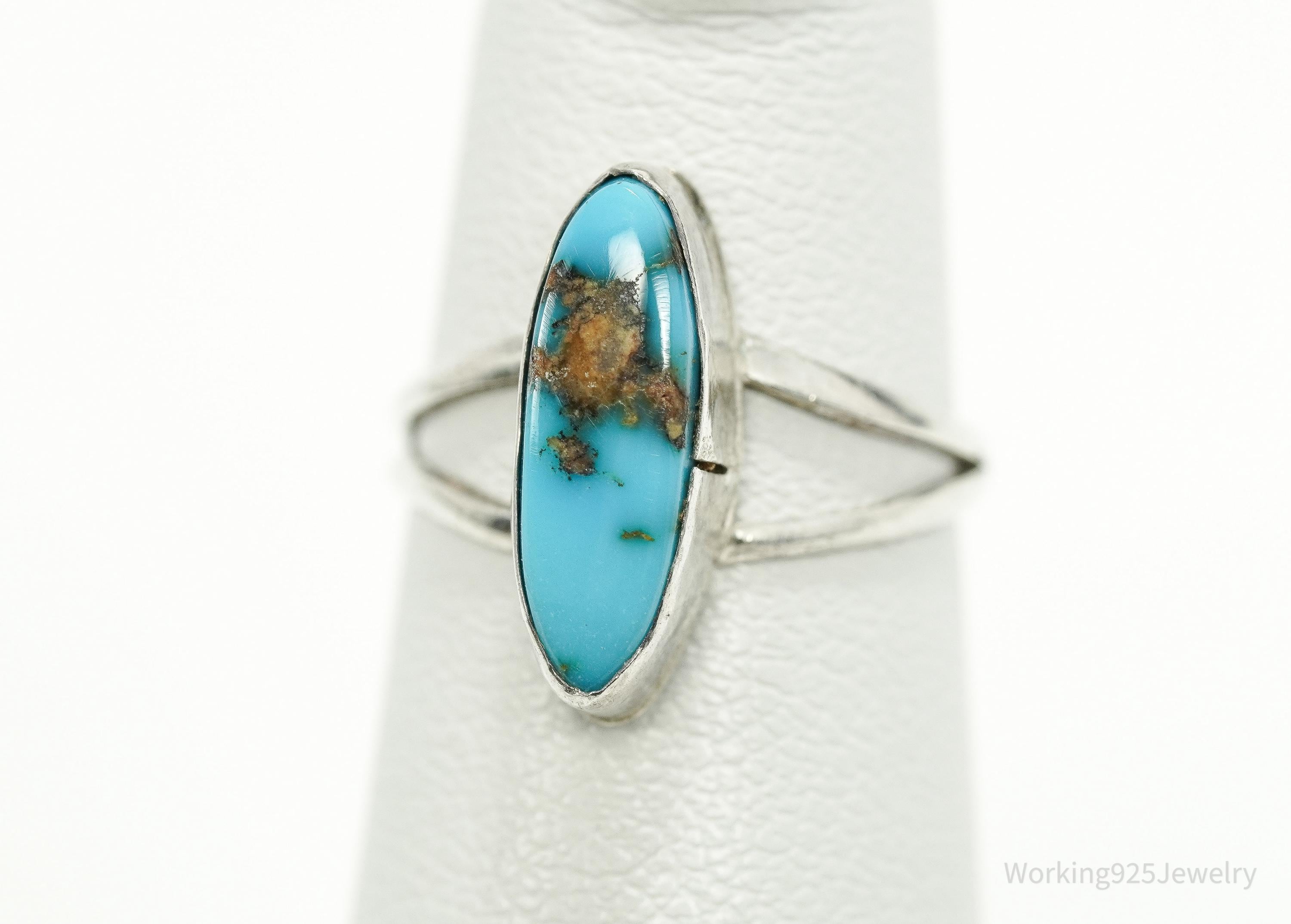 Vintage Native American Turquoise Sterling Silver Ring - Size 2.75