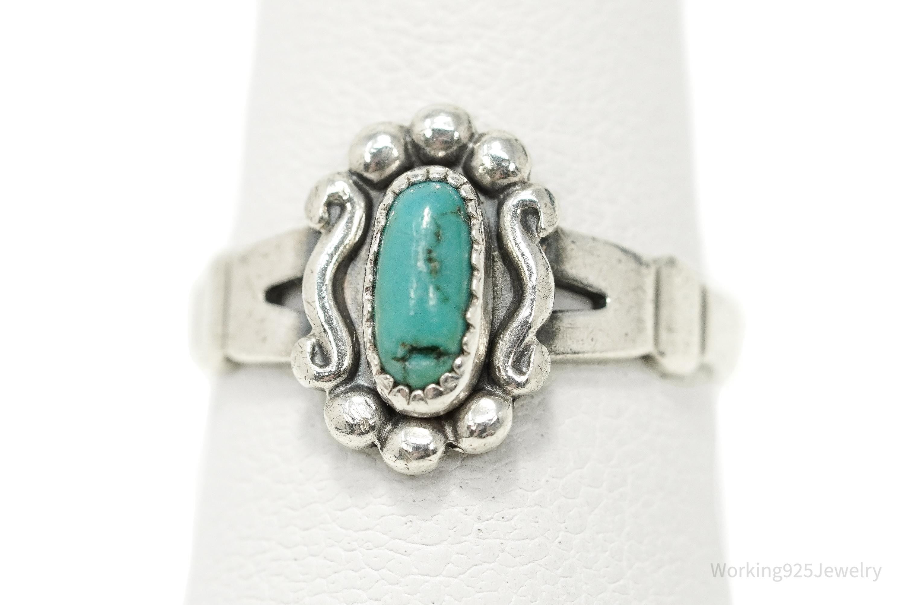 Vintage Native Bell Trading Post Turquoise Sterling Silver Ring - Size 5.25