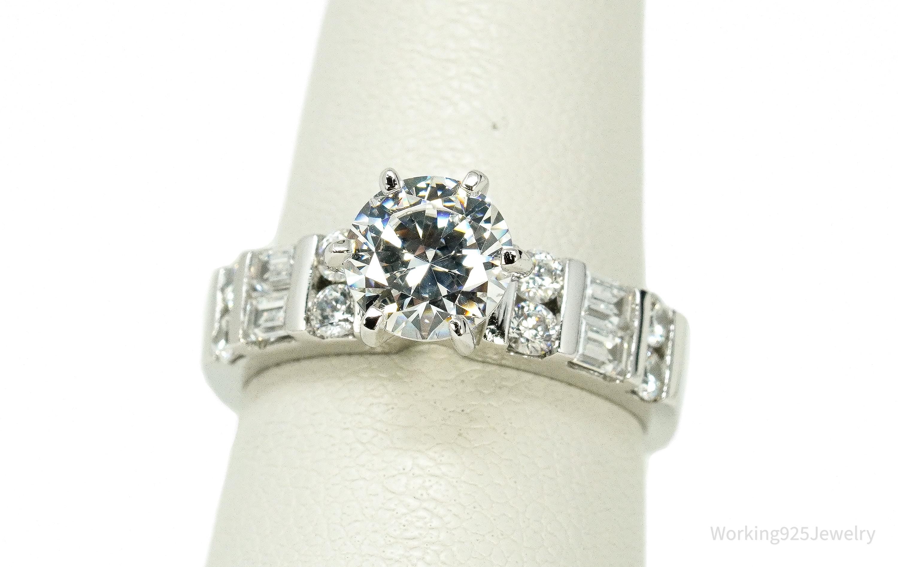 Vintage Diamonique Cubic Zirconia Sterling Silver Ring Size 6.25