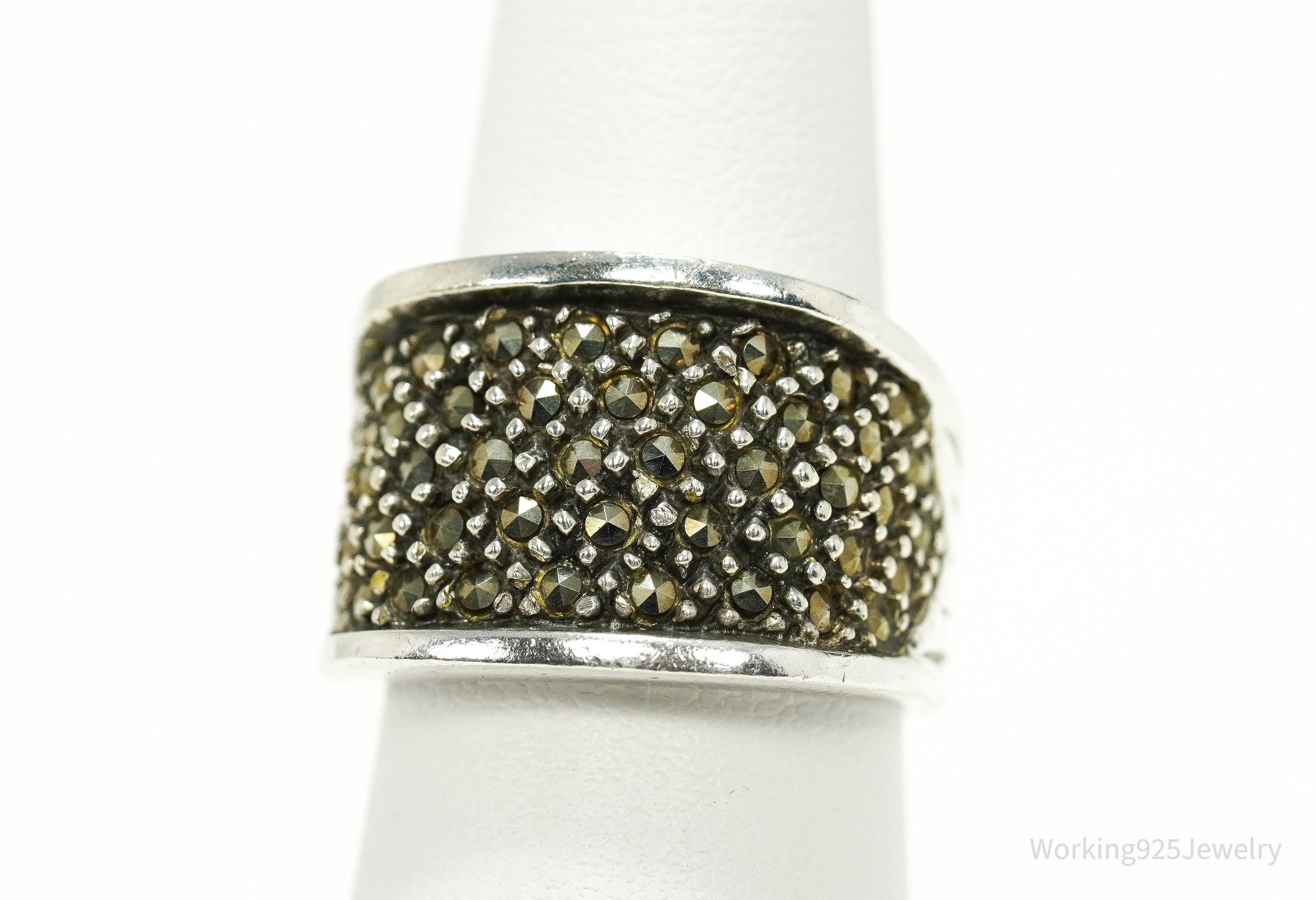 Vintage Marcasite Sterling Silver Ring Size 7