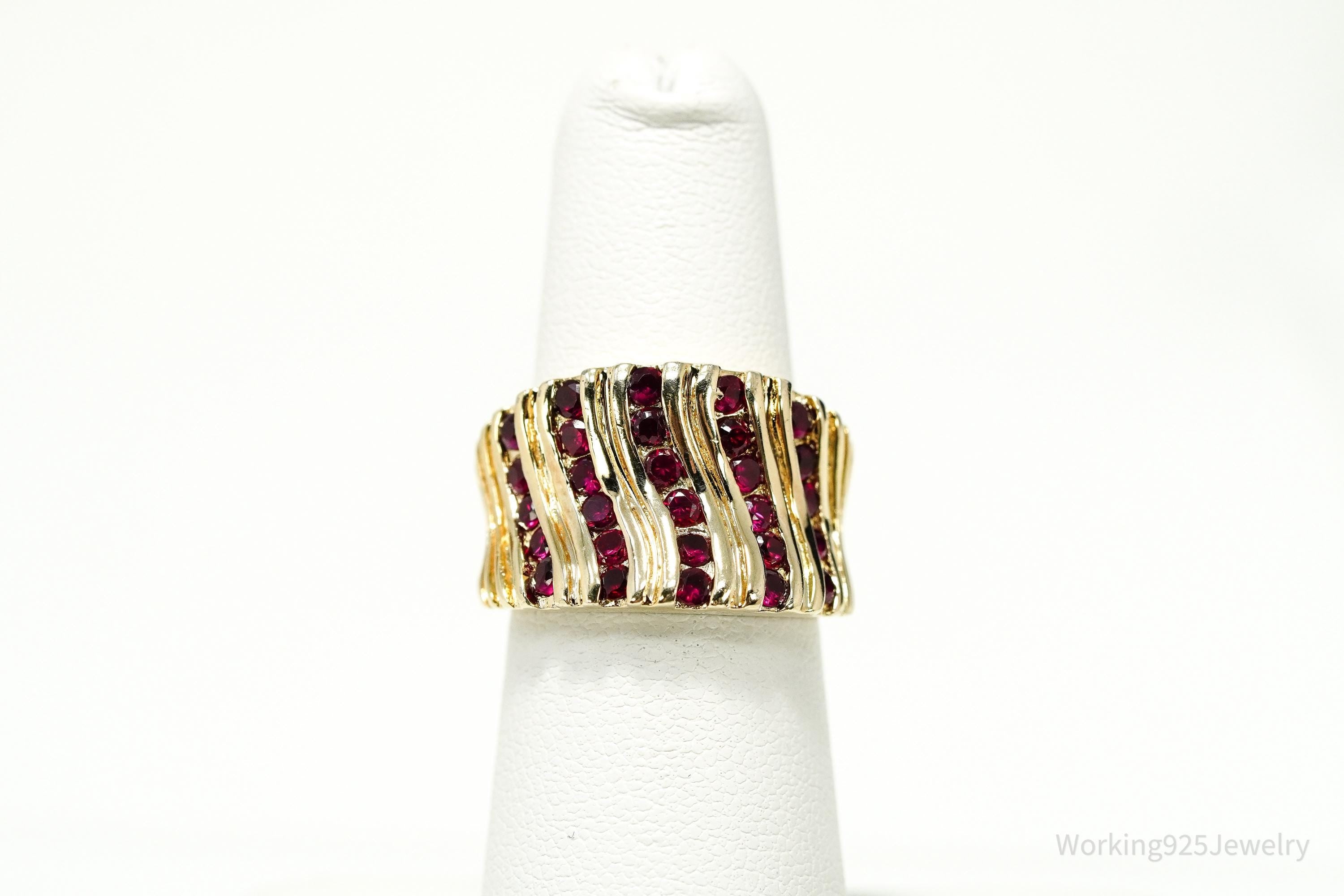 VTG Designer Ross Simons Ruby Gold Over Sterling Silver Ring - Size 6