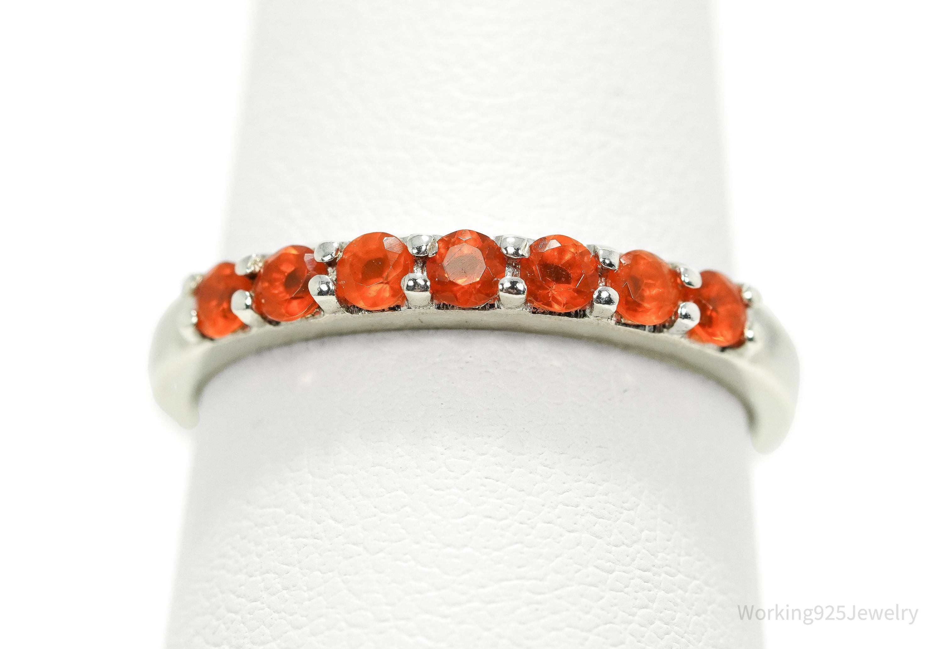 Vintage Orange Fire Opal Sterling Silver Ring - Size 8