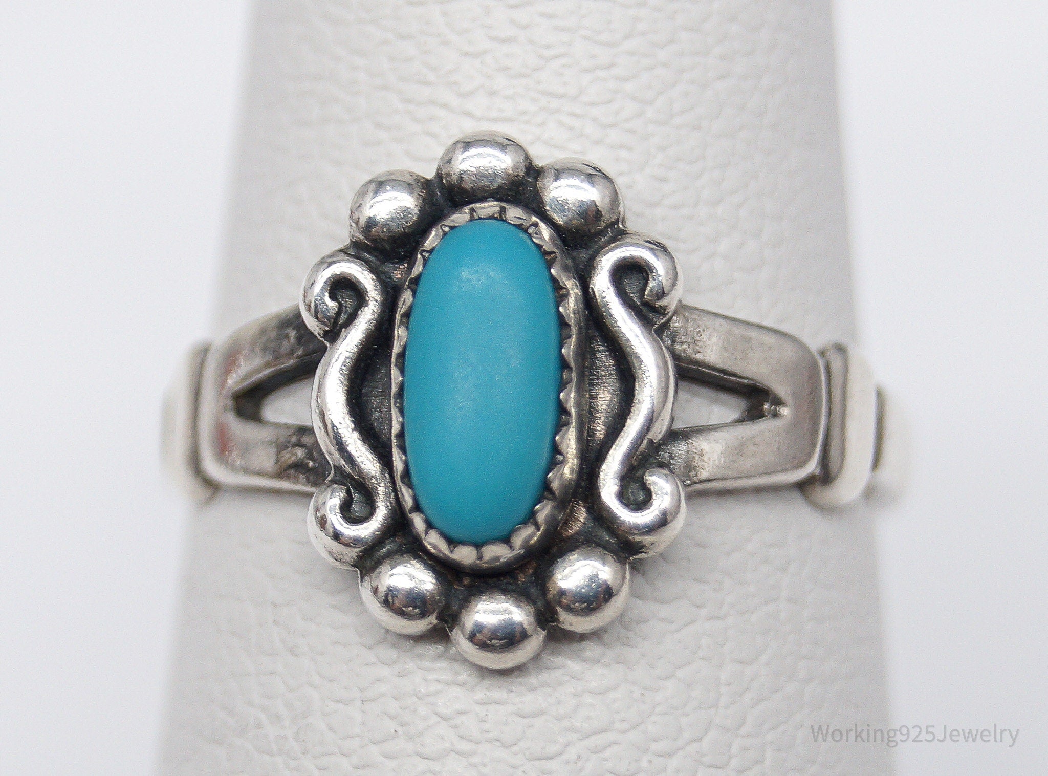 Vintage Native Bell Trading Post Turquoise Sterling Silver Ring - Size 5