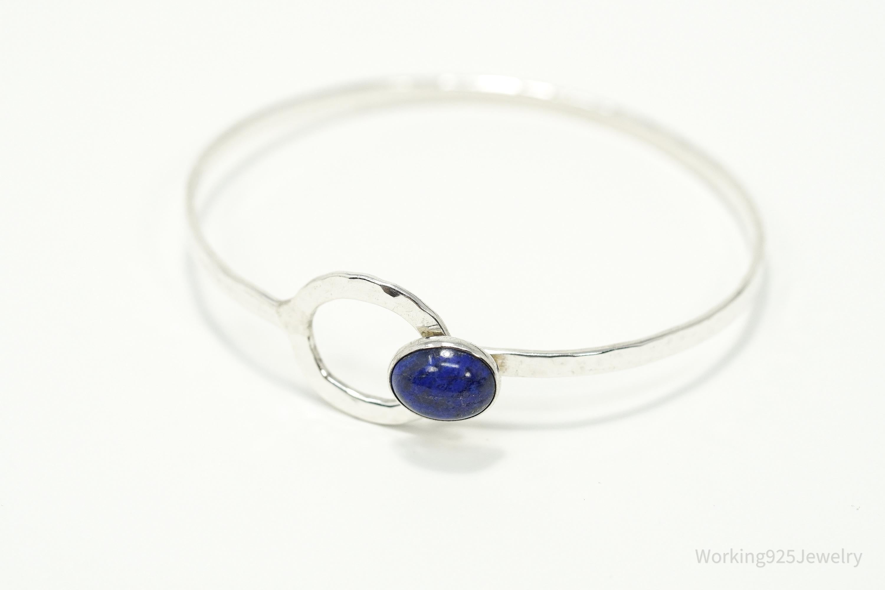 Holcombe Modernist Style Blue Lapis Lazuli Sterling Silver Bracelet - 6 3/8"