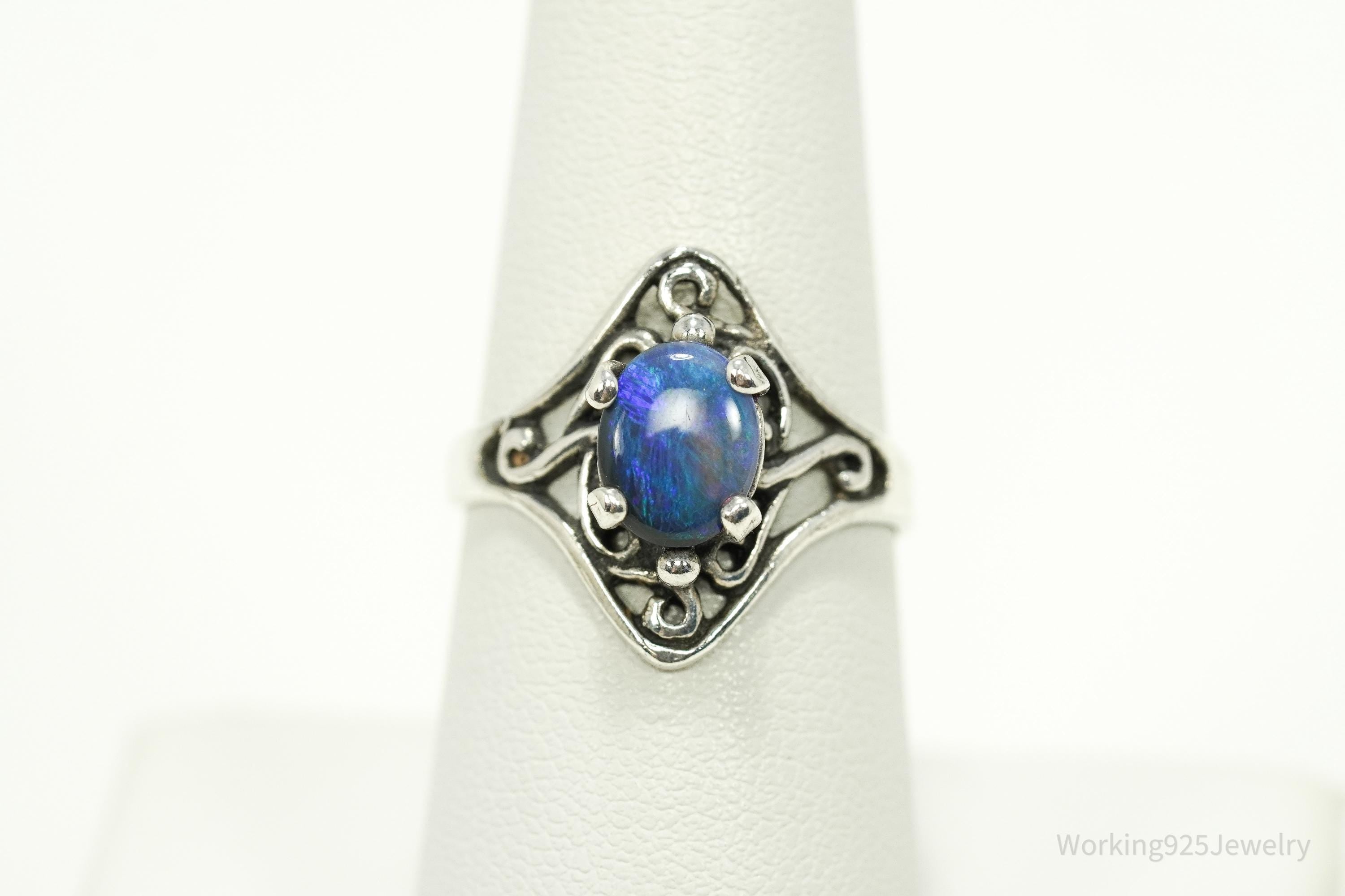 Vintage Opal Sterling Silver Ring - Size 7.5