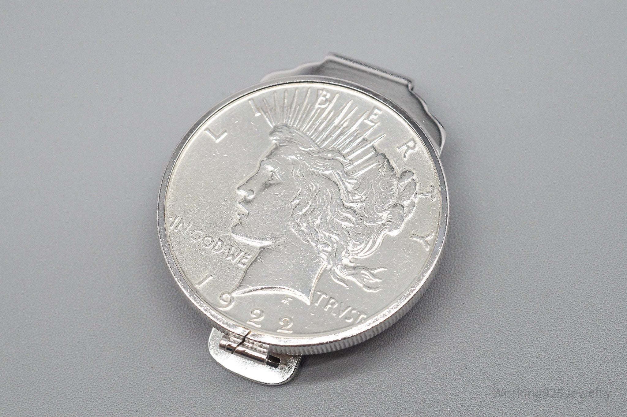 Antique Vintage Anson 1922 Peace Silver Dollar Coin Sterling Silver Money Clip