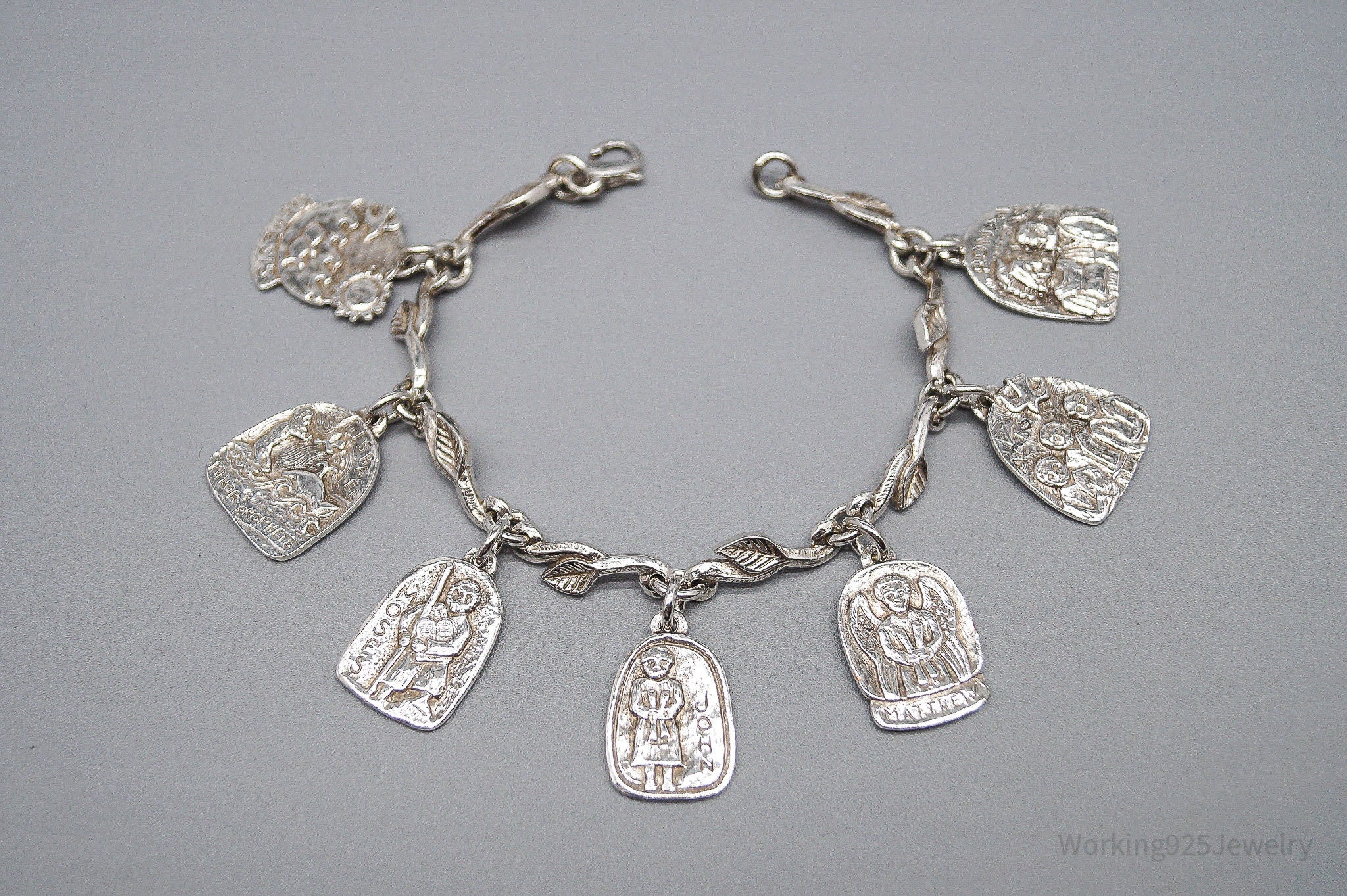 Jeep Collins Bible Study Charms Vines Sterling Silver Bracelet - 6 7/8"