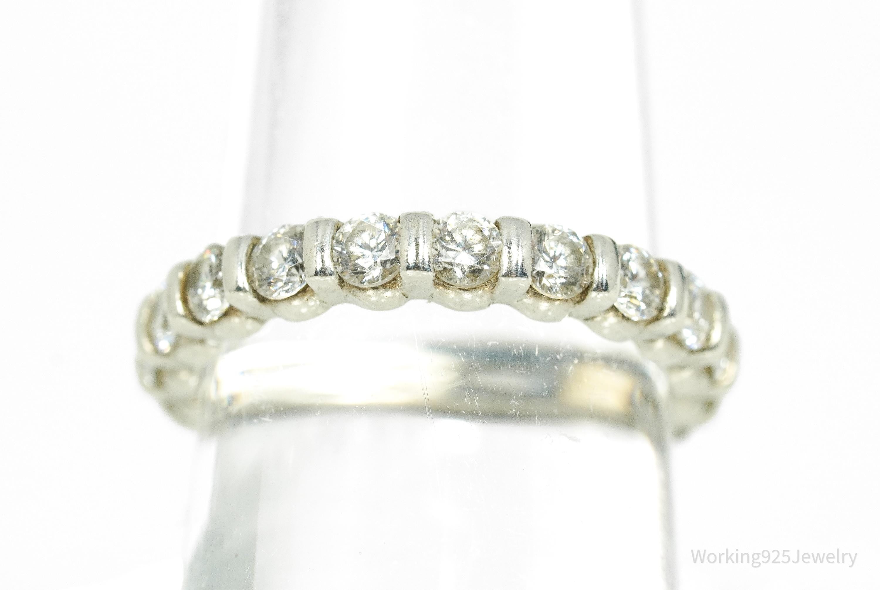 Vintage Diamonique Cubic Zirconia Sterling Silver Ring - Size 6