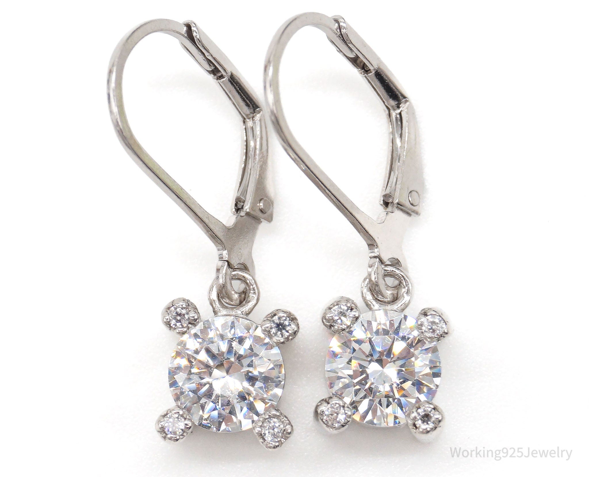 Vintage White Cubic Zirconia Sterling Silver Earrings